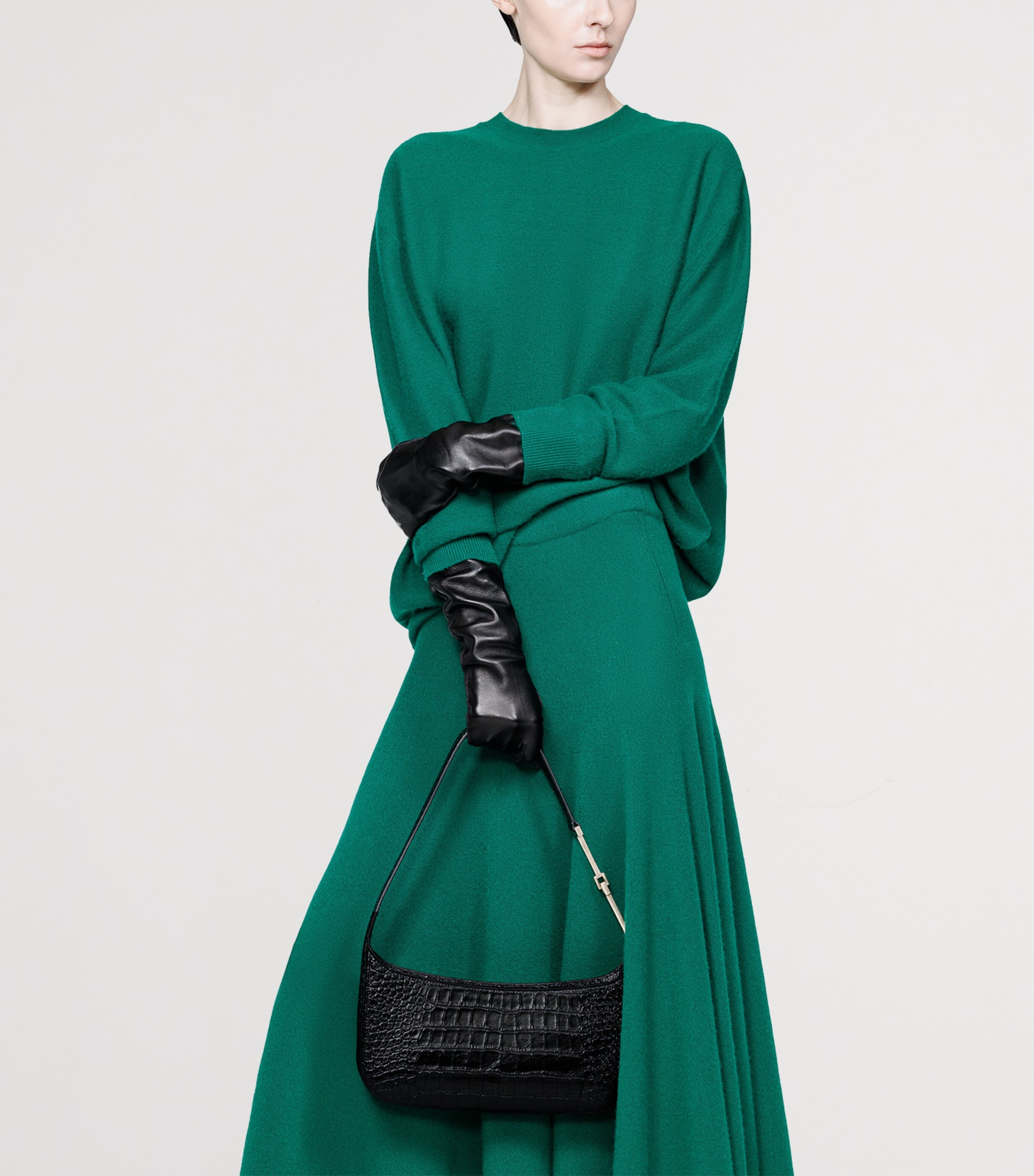 TOM FORD Small Croc-Embossed Leather Arc Shoulder Bag Naa Image 2