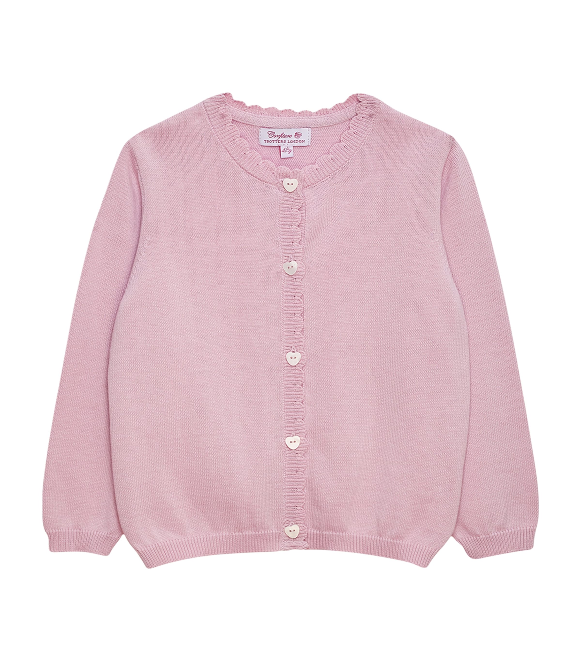 Trotters Cotton Heart-button Cardigan In Pink
