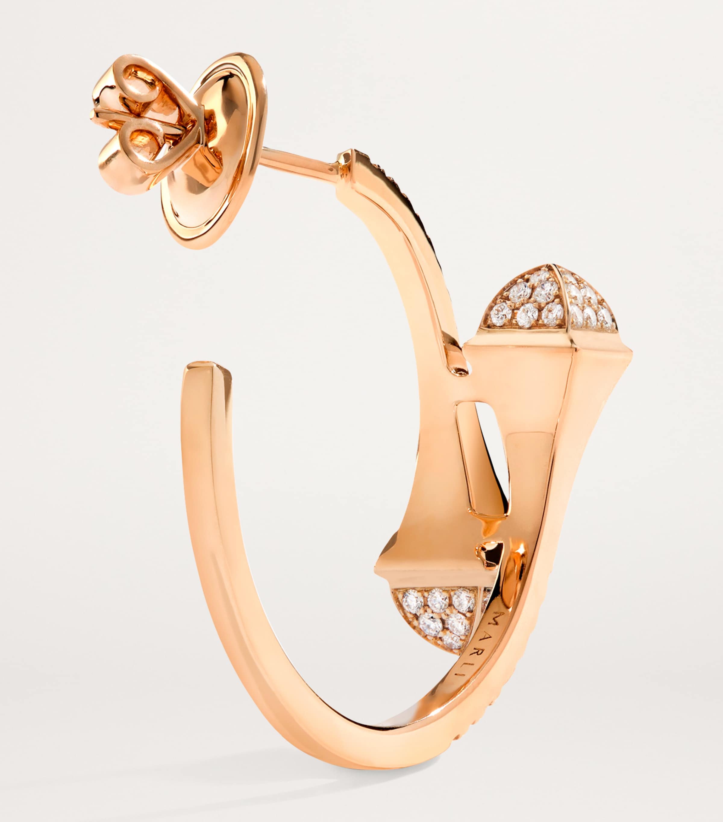 Small Rose Gold and Diamond Cleo Hoop Earrings ROSE GOLD Image 3