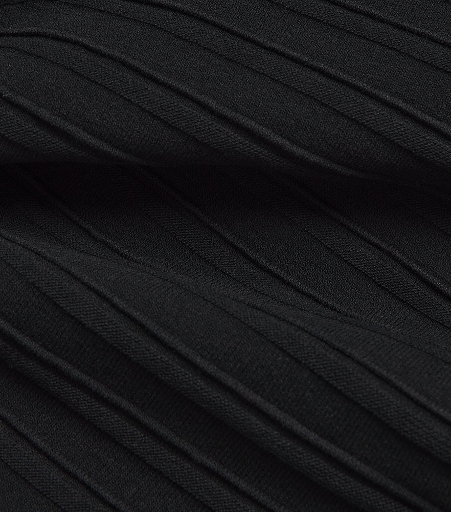Rib-Knit Asymmetric Bodysuit BLACK Image 5