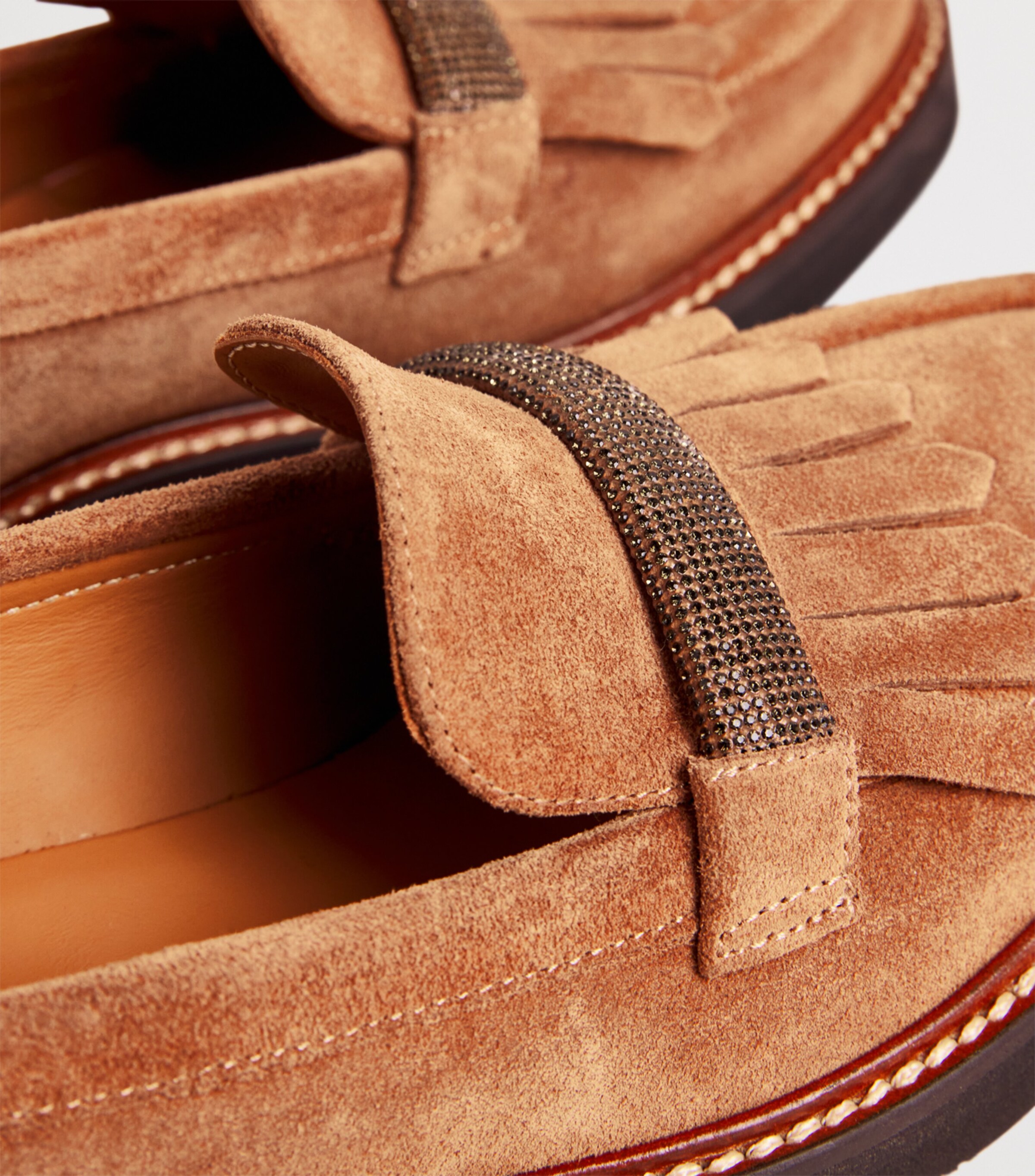 Eleventy Suede Embellished Loafers Visone Image 7