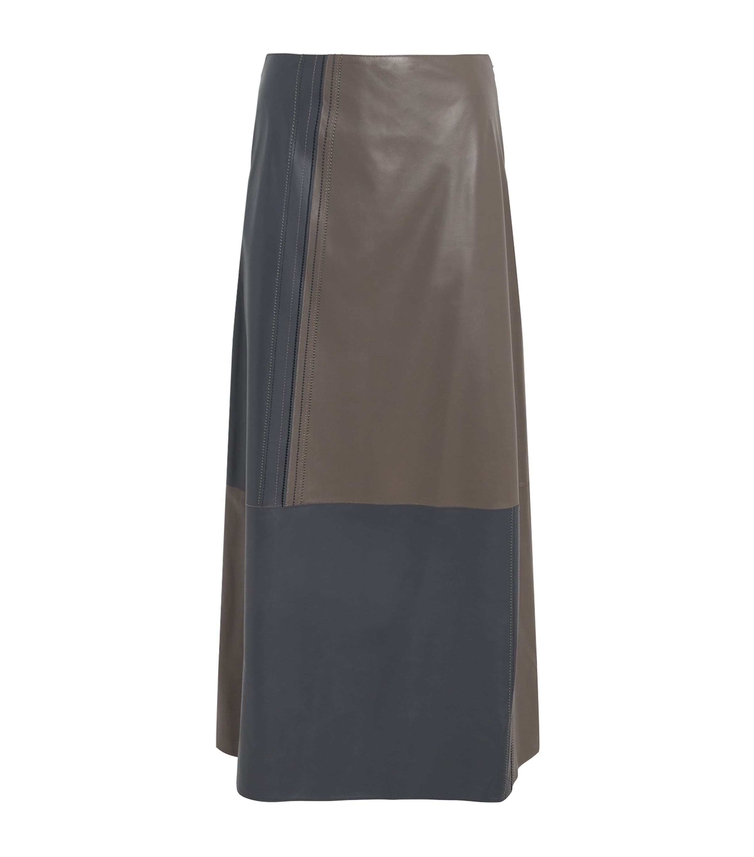 Joseph Nappa Leather Cezanne Midi Skirt In Silver