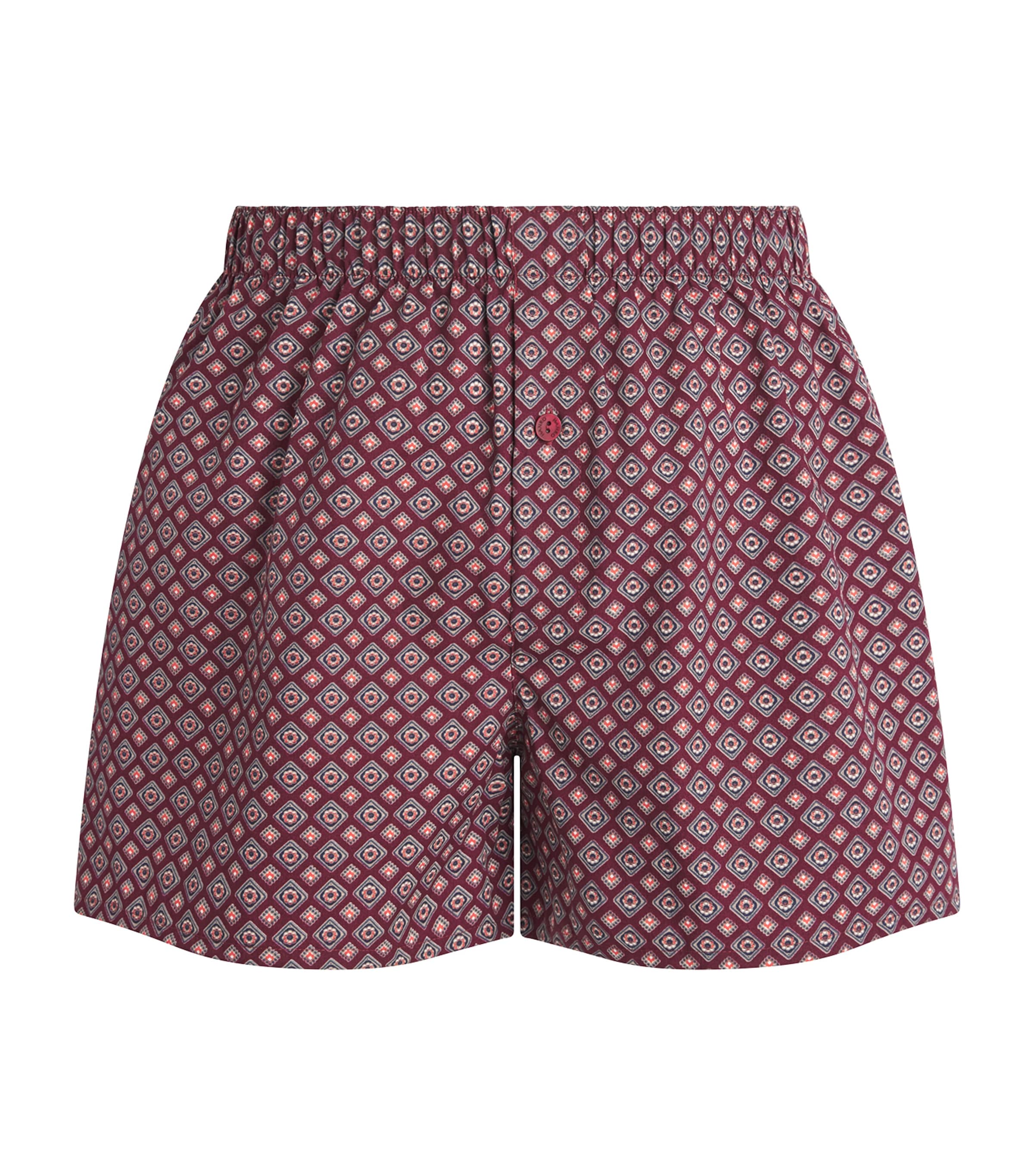 Hanro Cotton Fancy Boxer Shorts In Red