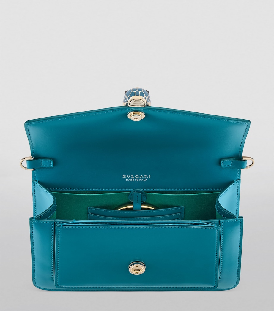 Leather Serpenti Forever East-West Shoulder Bag BLUE MEDIUM Image 6