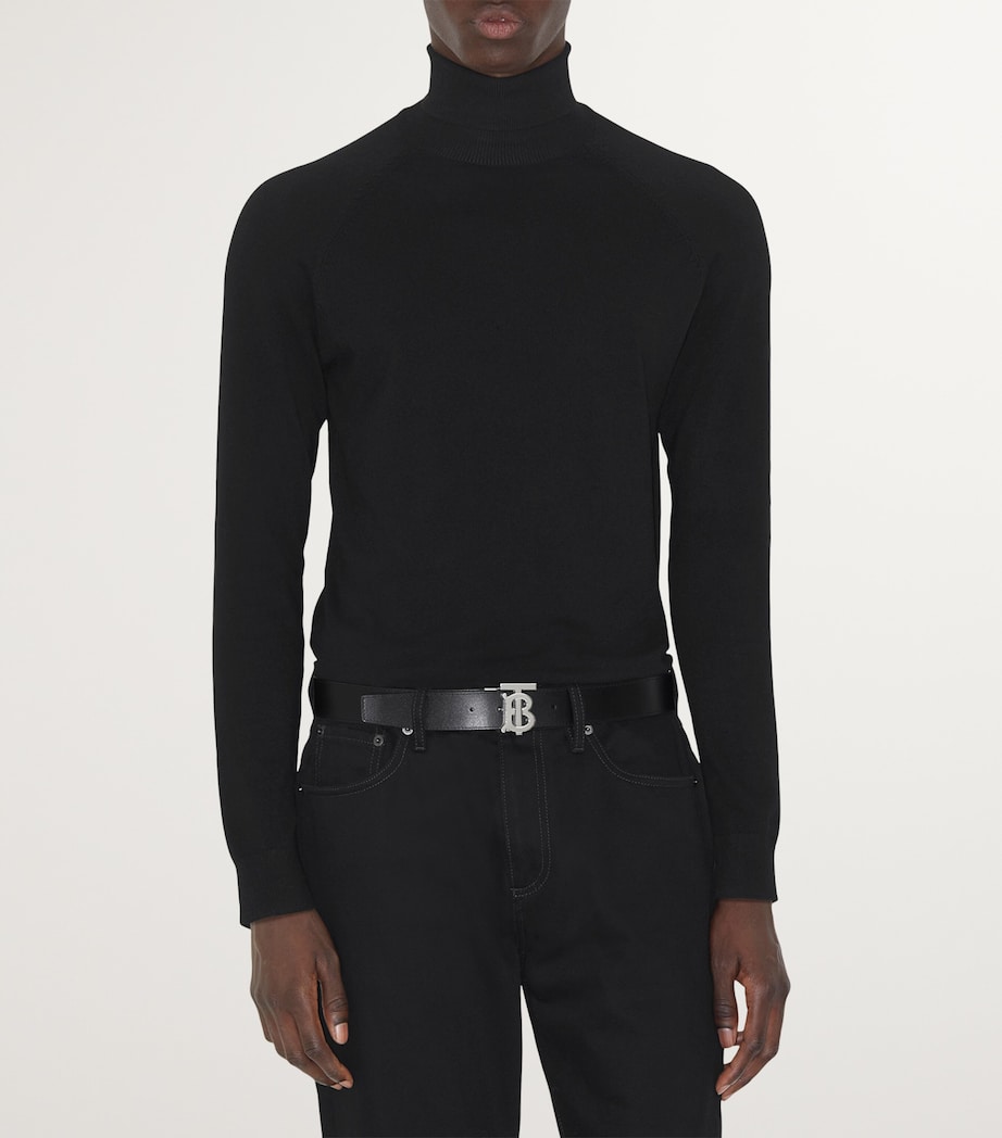 Leather and Check Reversible TB Belt ARCHIVE BEIGE/SILVER Image 4