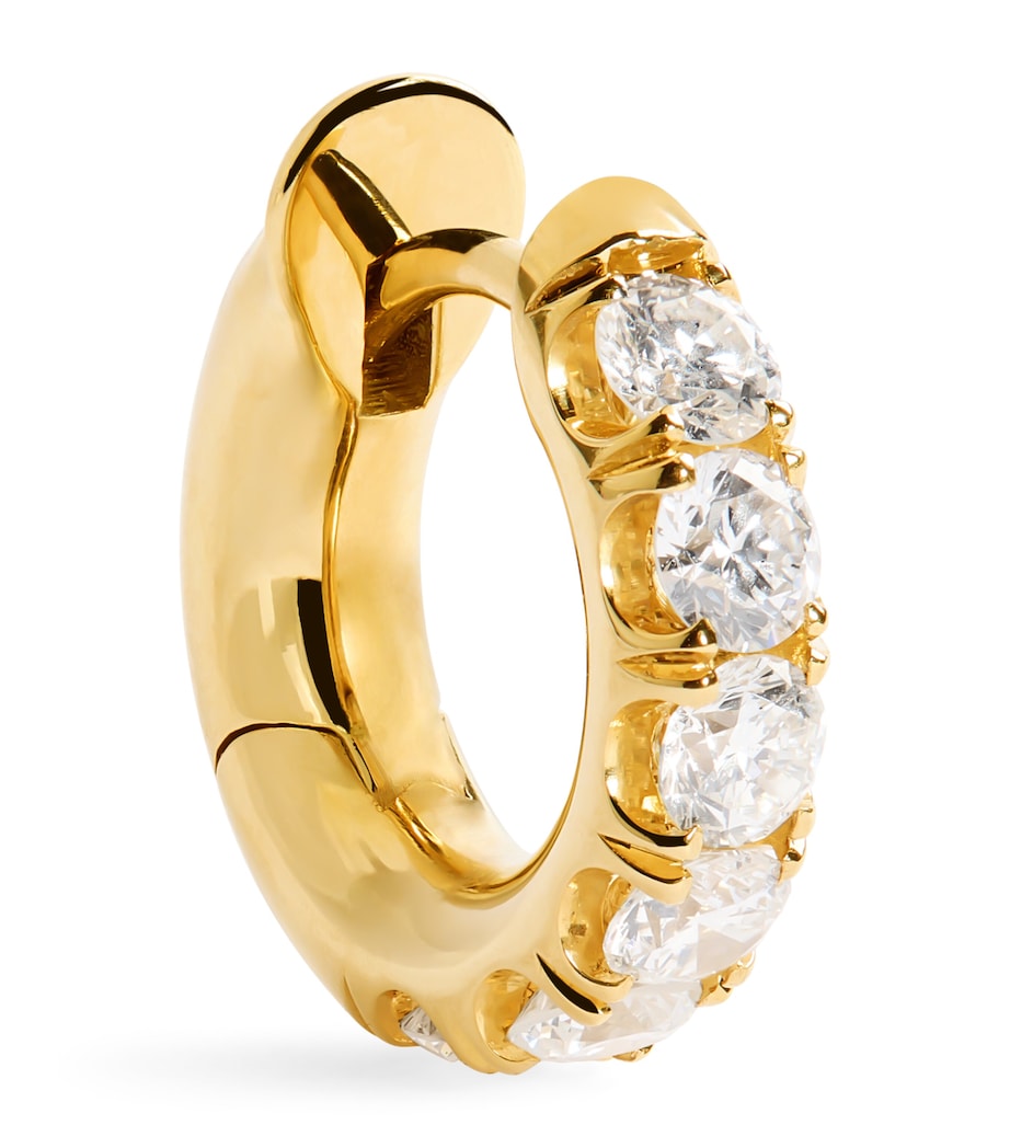 Yellow Gold and Pavé Diamond Macro Single Hoop Earring YELLOW GOLD Image 1