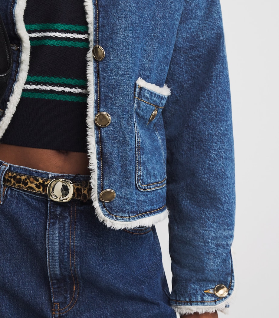 Faux Shearling-Lined Denim Jacket BLUE JEAN Image 6