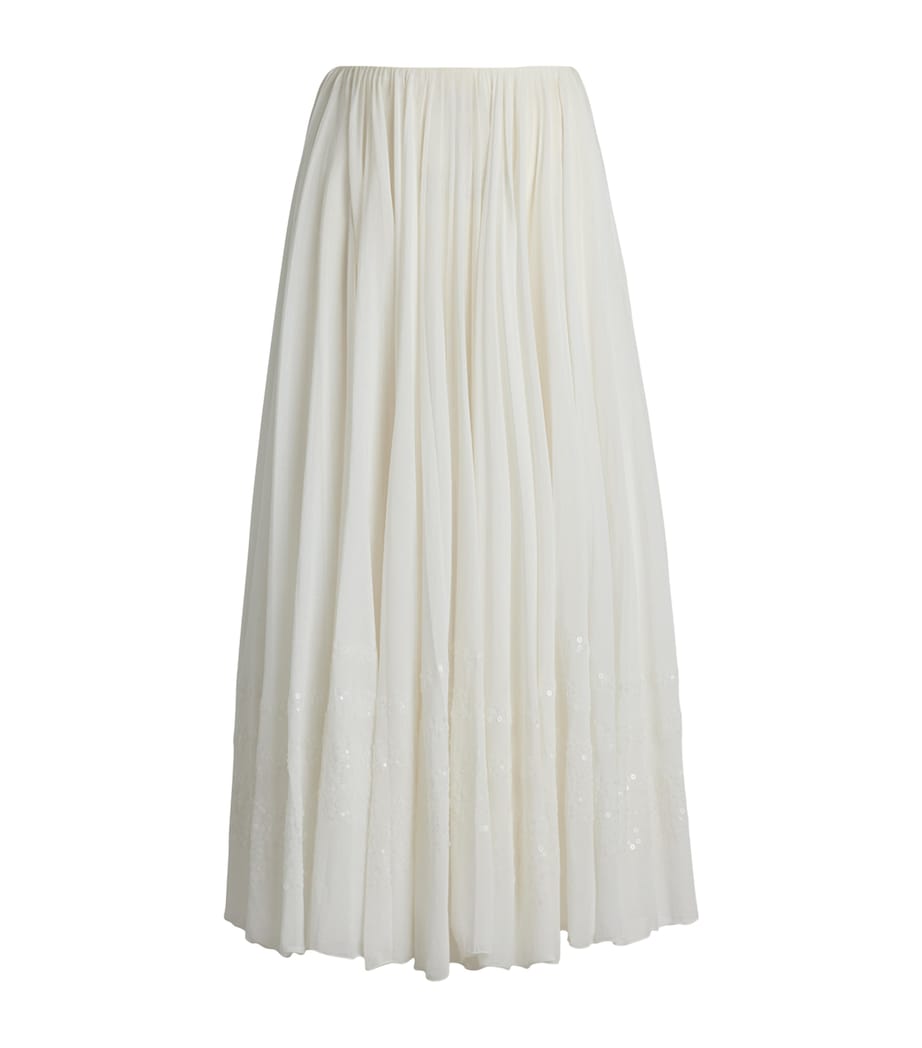 Cotton-Blend Trivelas Embellished Skirt WHITE Image 1
