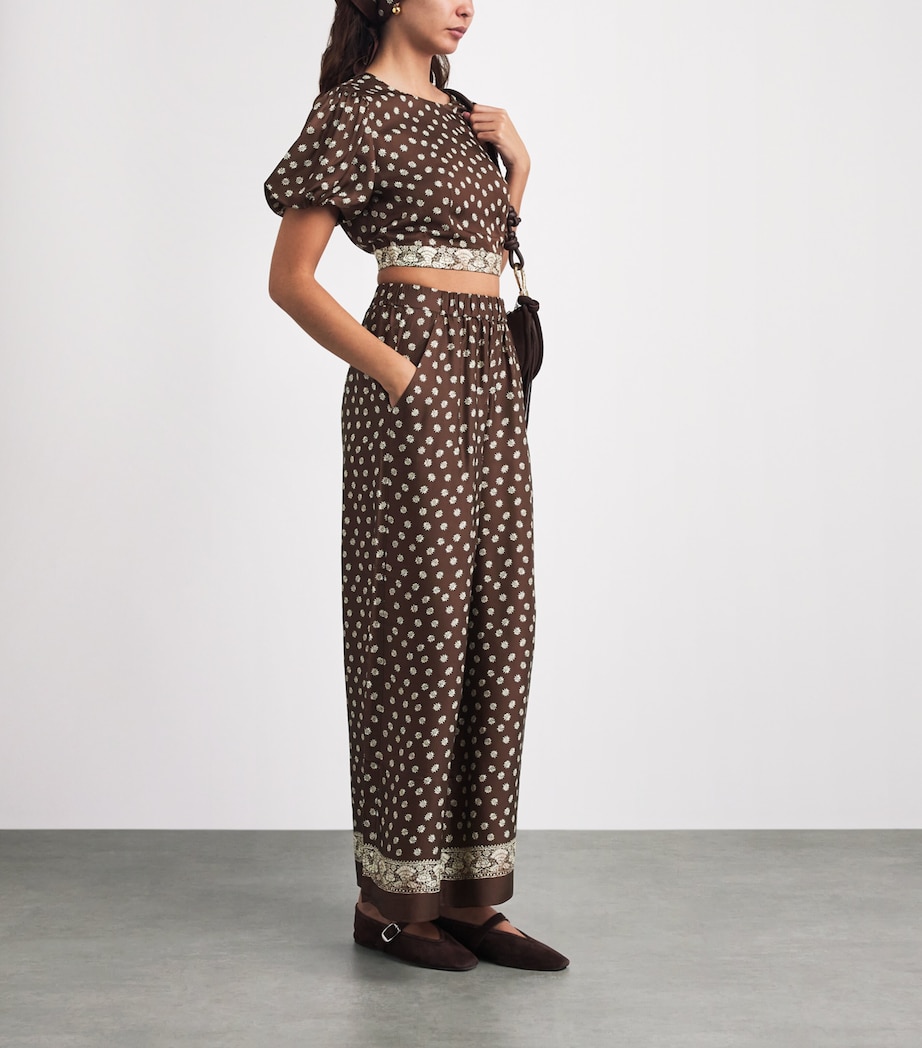 Claudie Pierlot Womens Printed Wide-Leg Trousers Dark Print Image 2