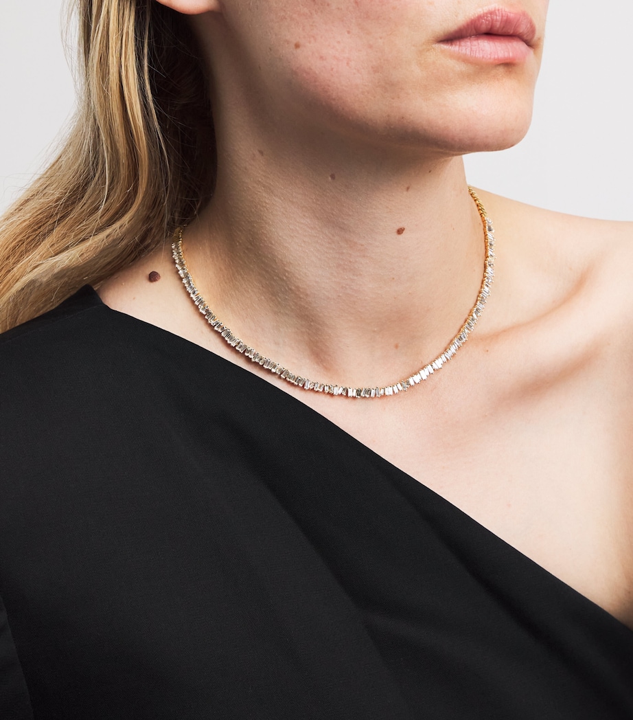 Suzanne Kalan Yellow Gold and Diamond Classic Fireworks Tennis Necklace Yg/wd Image 2