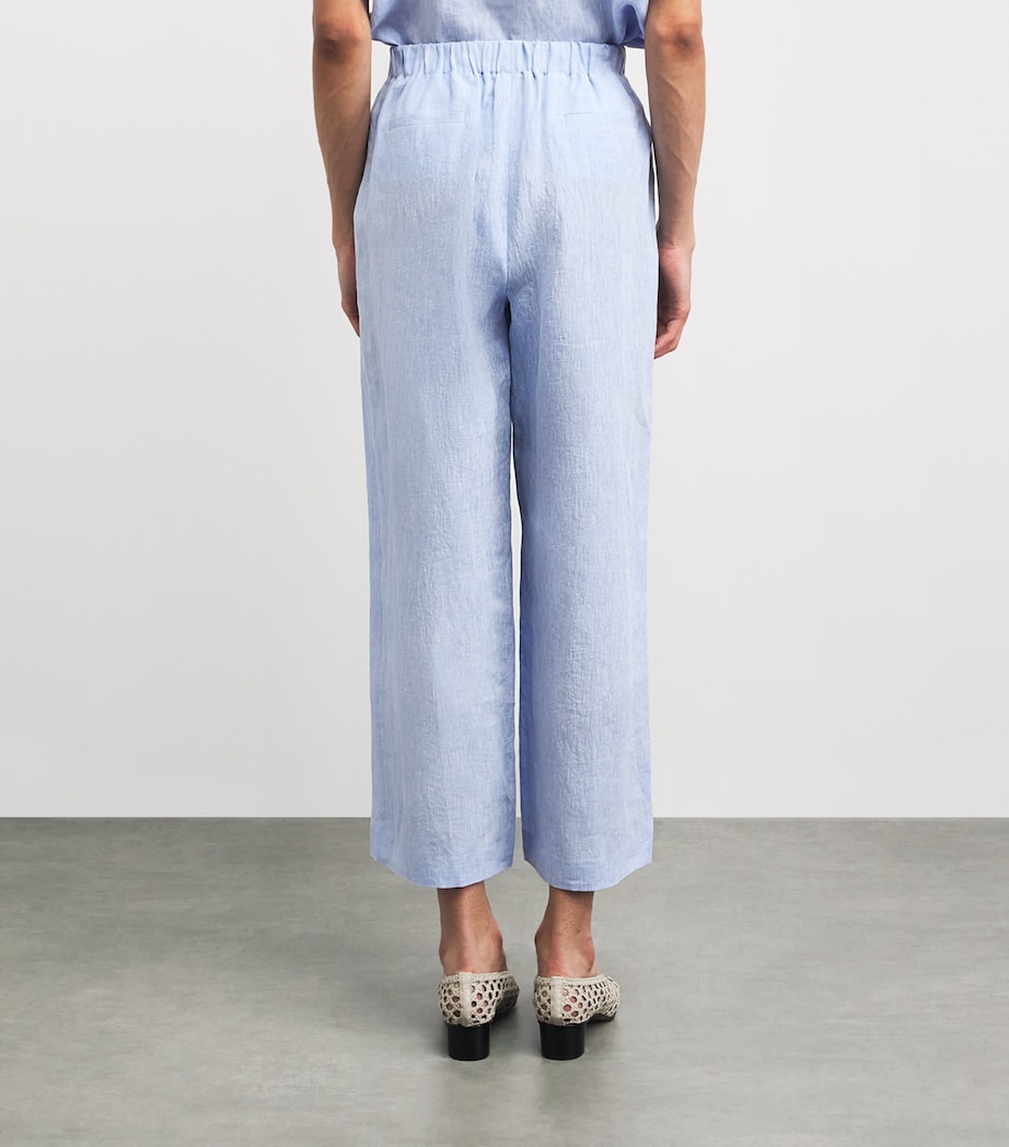 Lafayette 148 Womens Linen Wide-Leg Trousers Delme Delph Blu Mlng Image 5