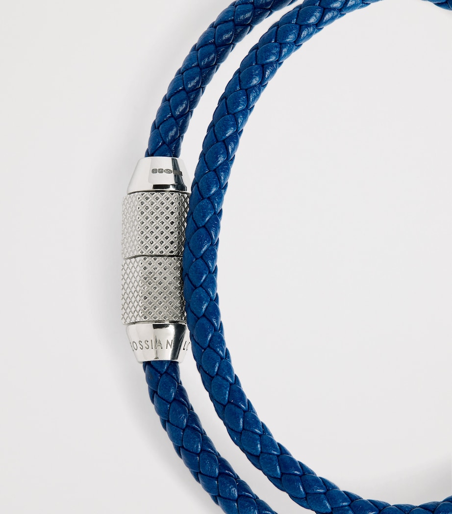Leather Hexade Pop Braided Bracelet SILVER/ BLUE Image 4