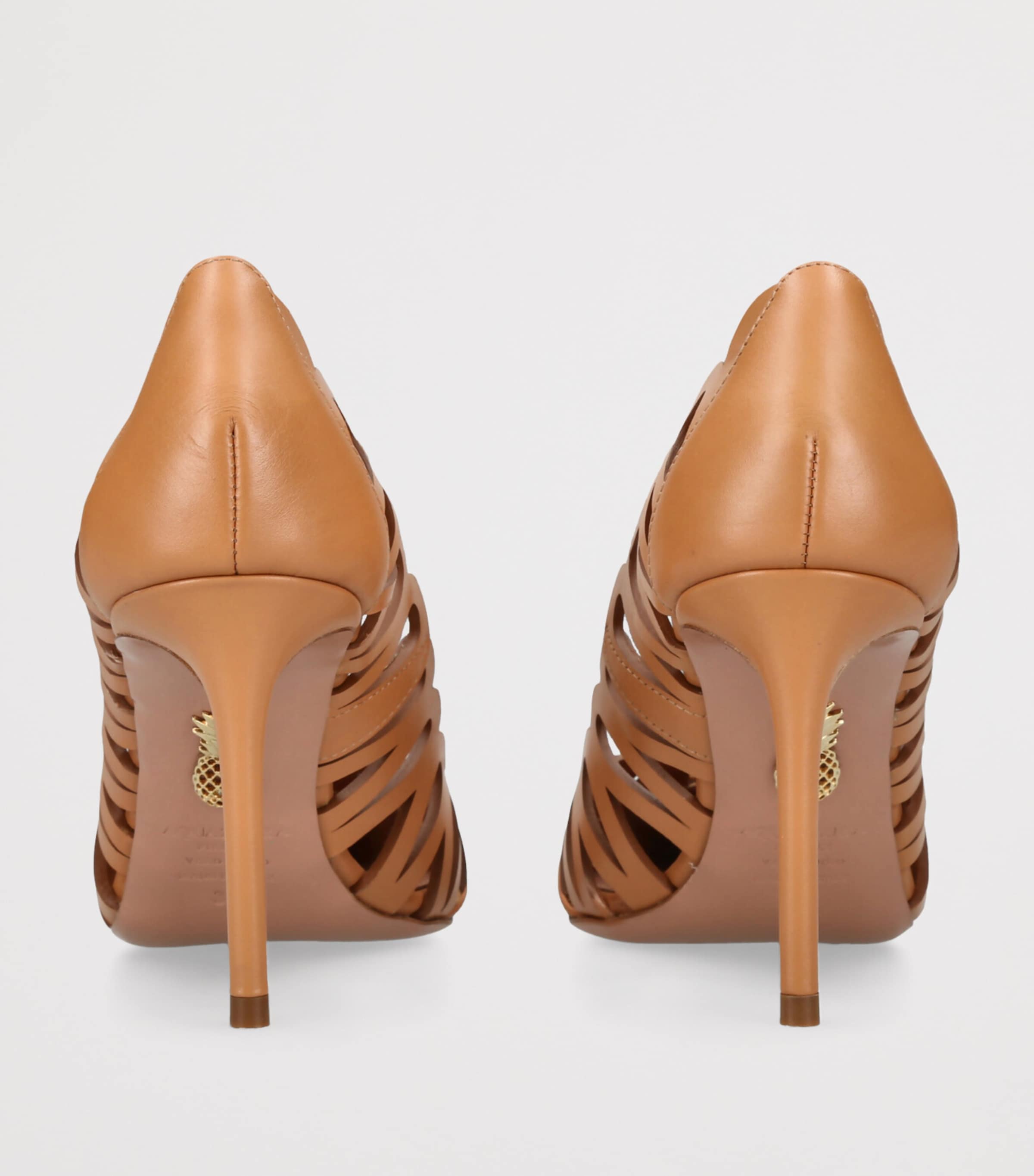 Aquazzura Leather Peep Pumps 85 Brown Image 2