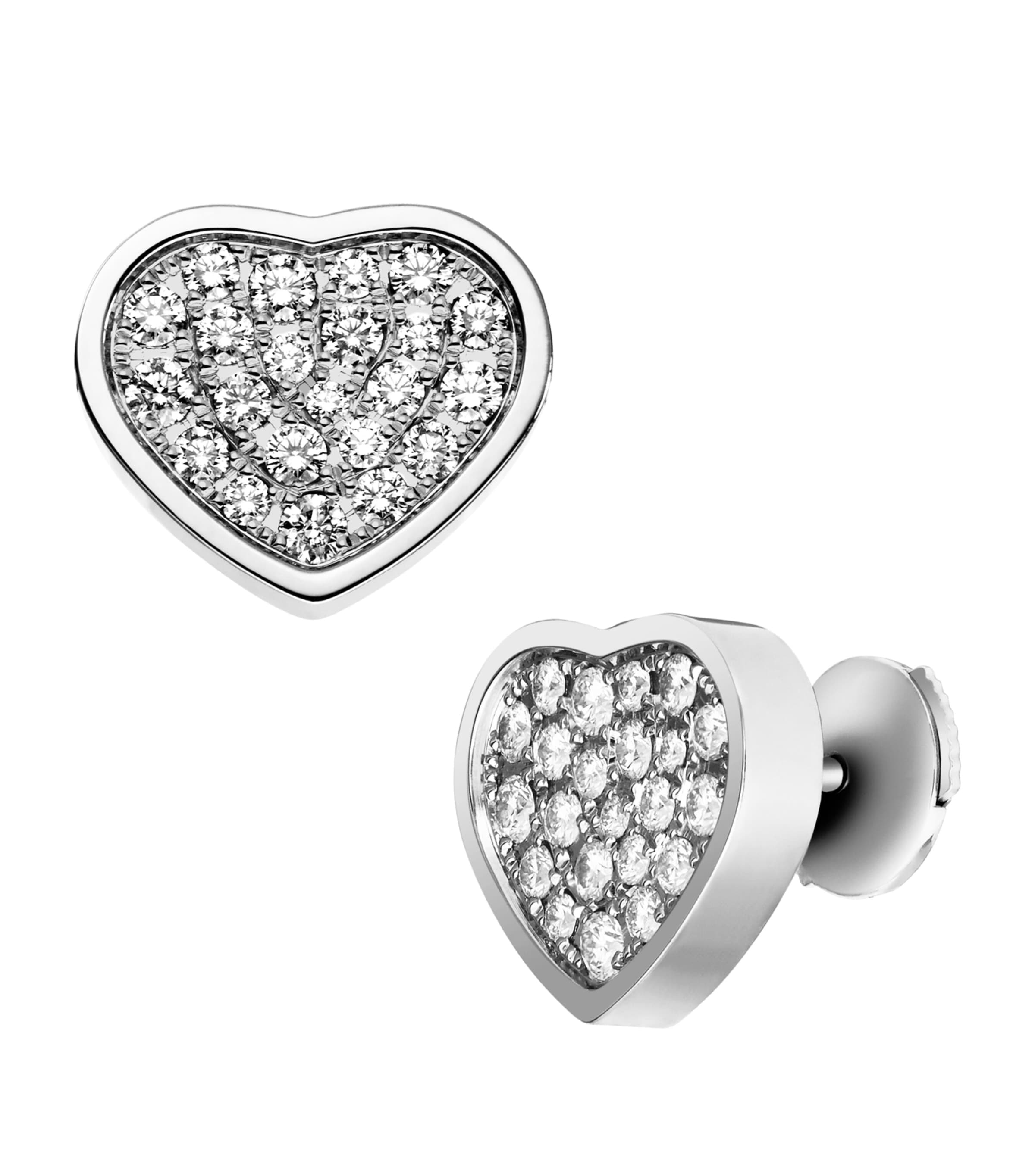 White Gold and Diamond Happy Hearts Earrings 18K WHITE GOLD Image 3