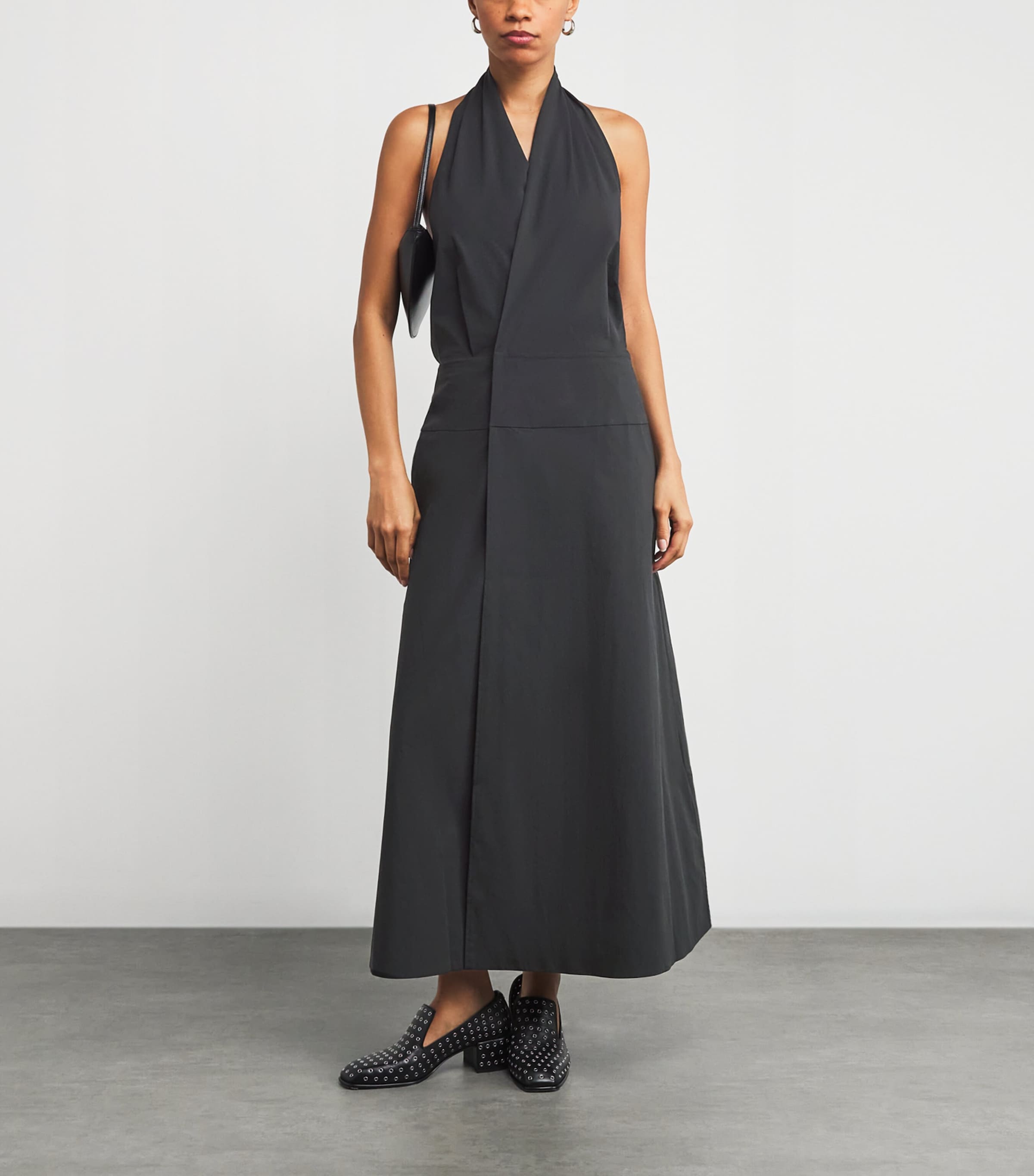 Cotton-Blend Halterneck Maxi Dress BLACK Image 2