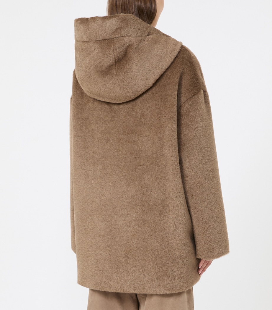Max Mara Womens Wool Reversible Hooded Jacket Honey Image 3
