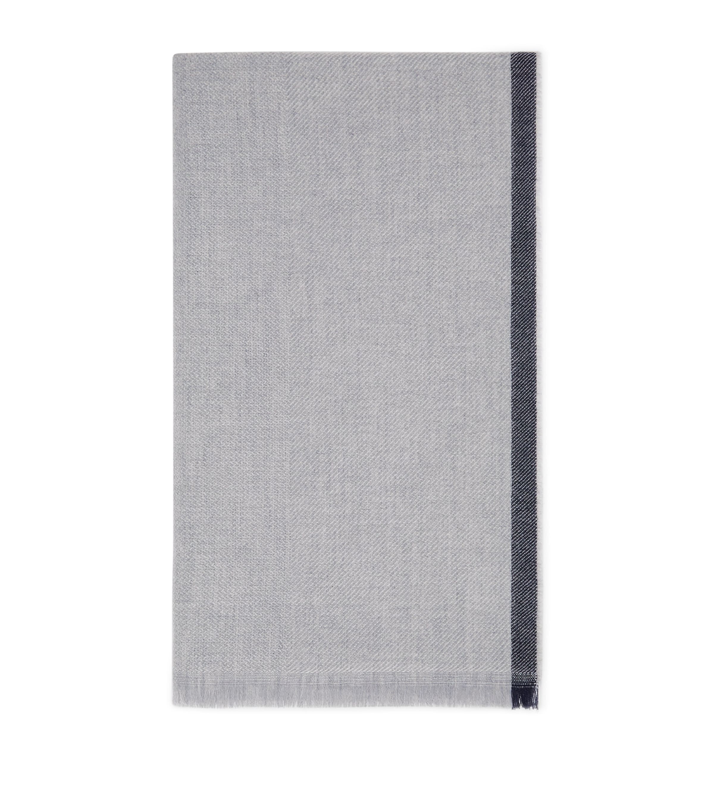 Brunello Cucinelli Contrast-trim Frayed-edge Scarf In White