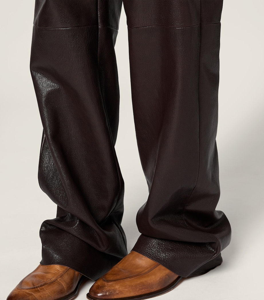 Miu Miu Womens Leather Trousers Brown Image 4