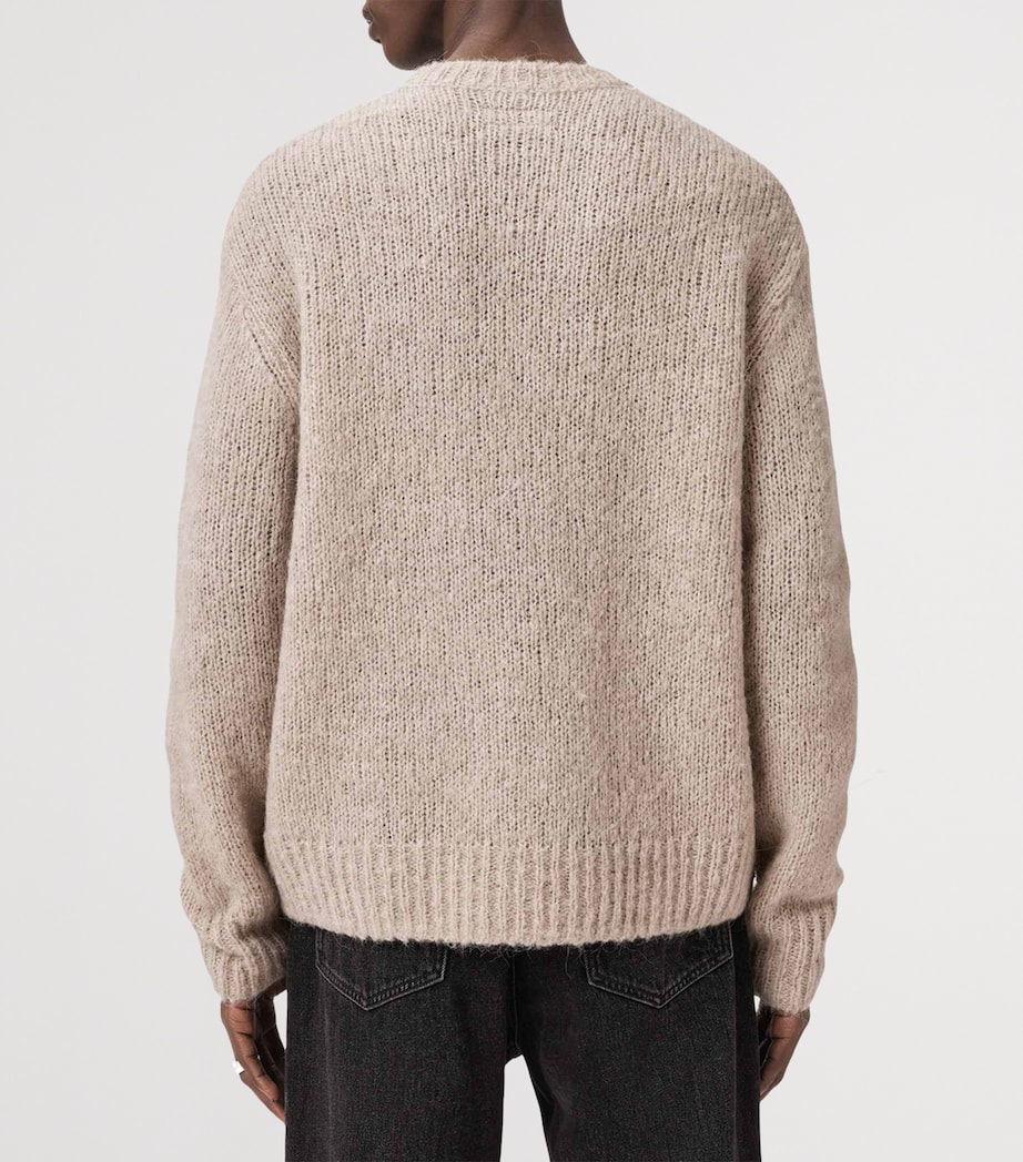 AllSaints Mens Wool-Blend Lover Sweater Pebble Brown Image 4