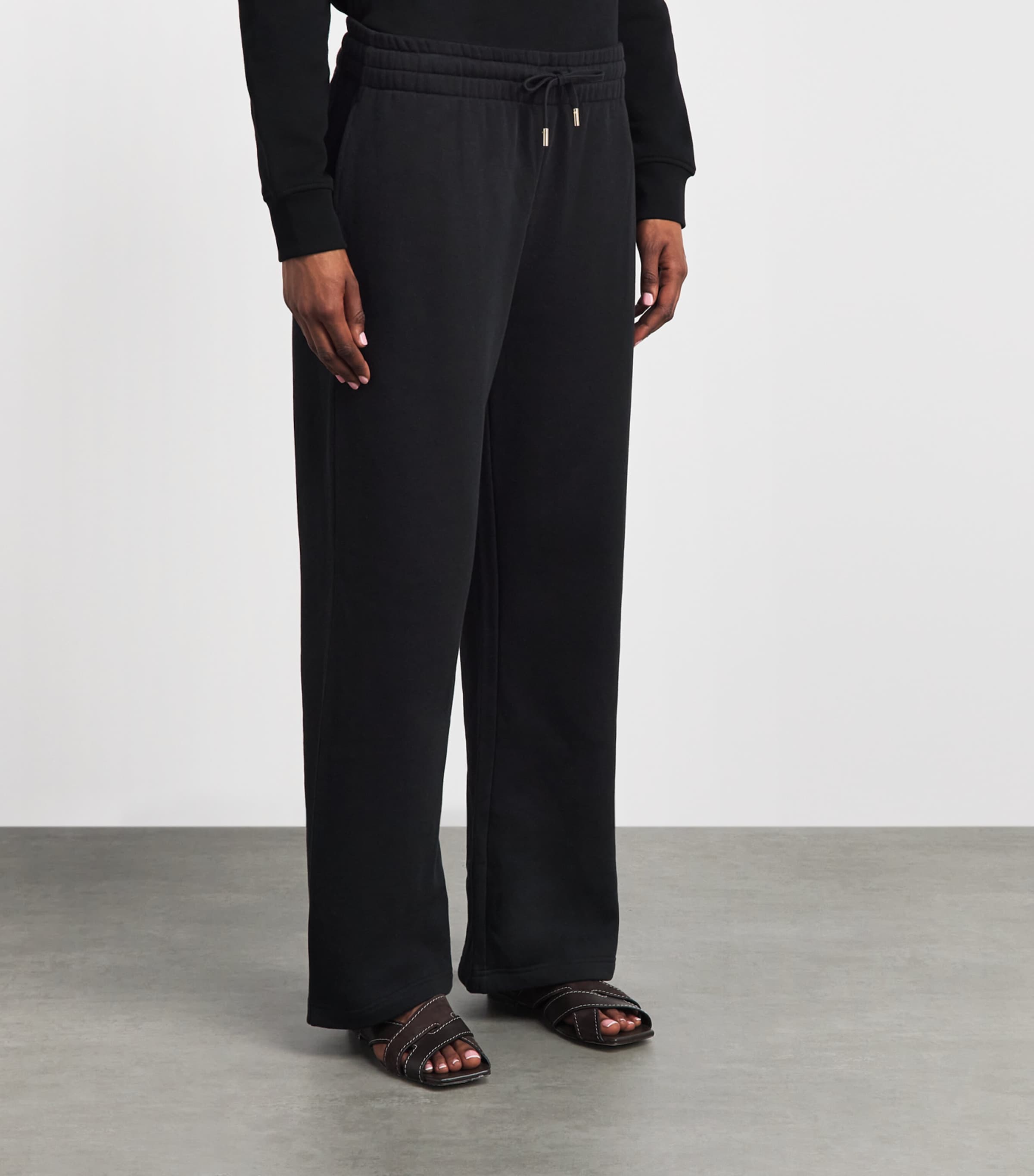 Harrods Womens Cotton Jersey Wide-Leg Sweatpants Black Image 4