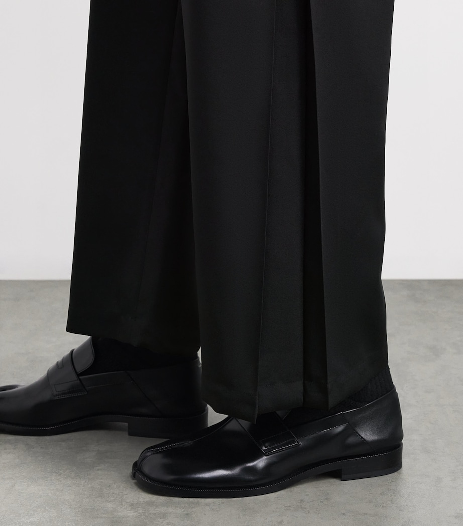 Pleated Wings Straight Trousers 15-BLACK Image 6
