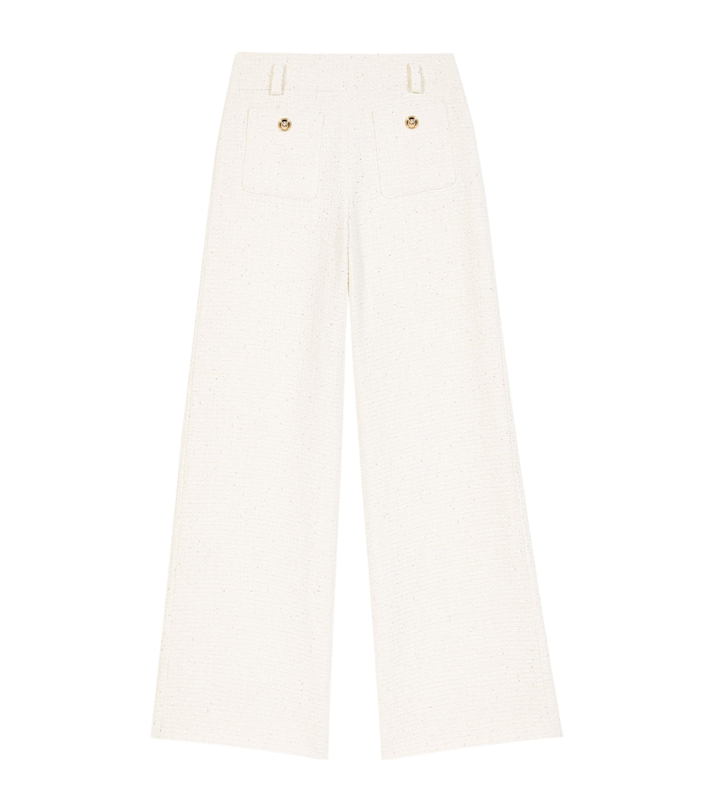 Maje Womens Tweed Wide-Leg Trousers Ecru Image 1