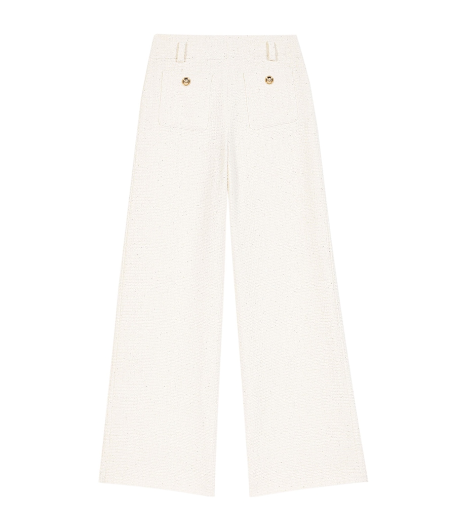Maje Womens Tweed Wide-Leg Trousers Ecru Image 1