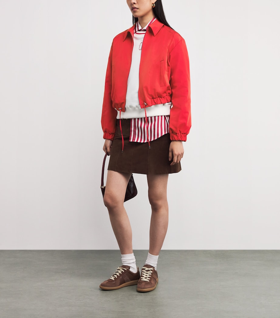 Satin Drawstring-Hem Jacket RED Image 2