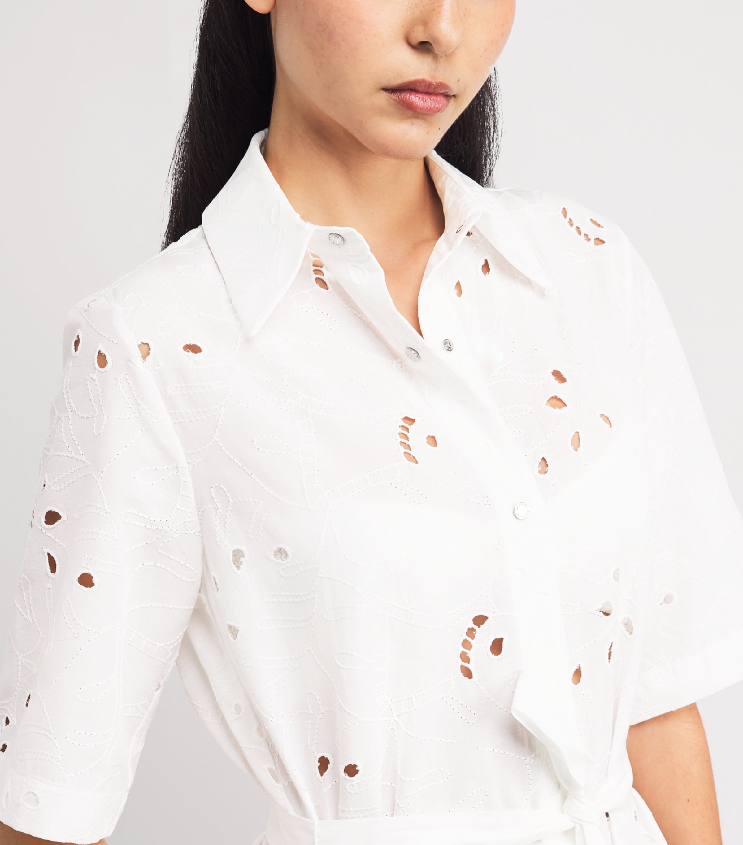 Broderie Lace Shirt Dress 000 BLANC/WHITE Image 4