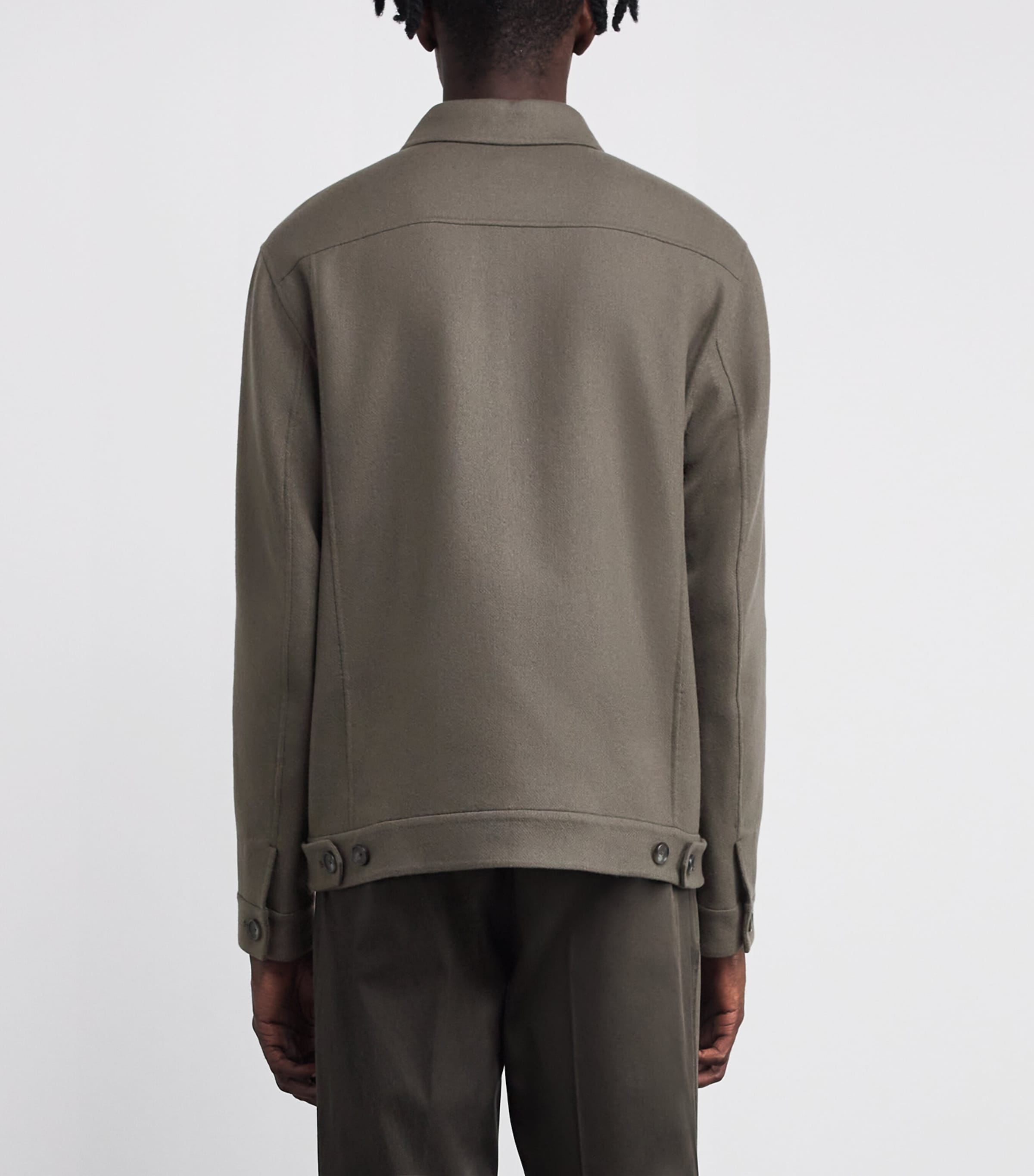 Wool-Blend Patch Pocket Overshirt SMOKE-070SMK Image 4