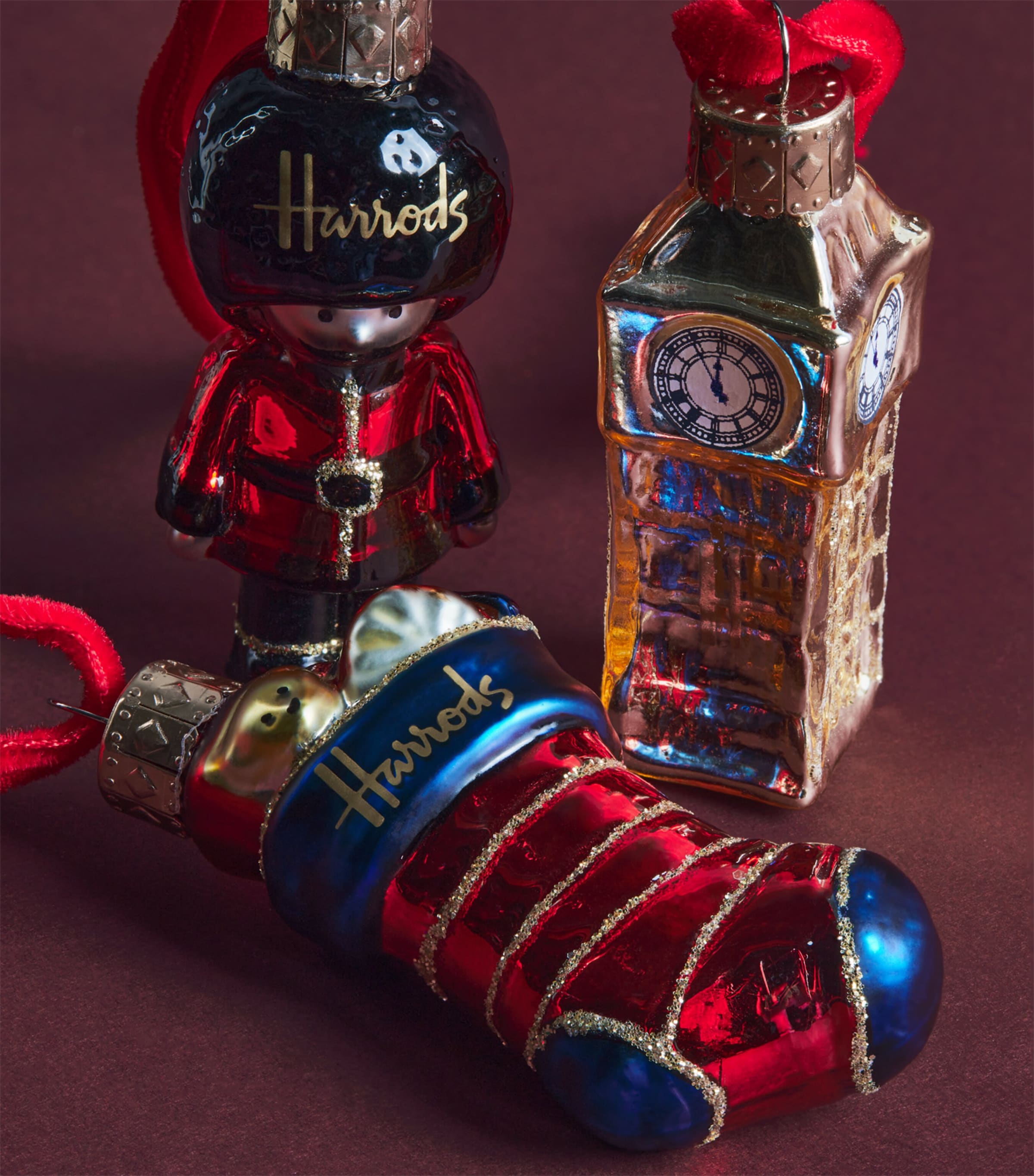 Harrods Mini Christmas Tree Decorations (Set of 6) Image 2