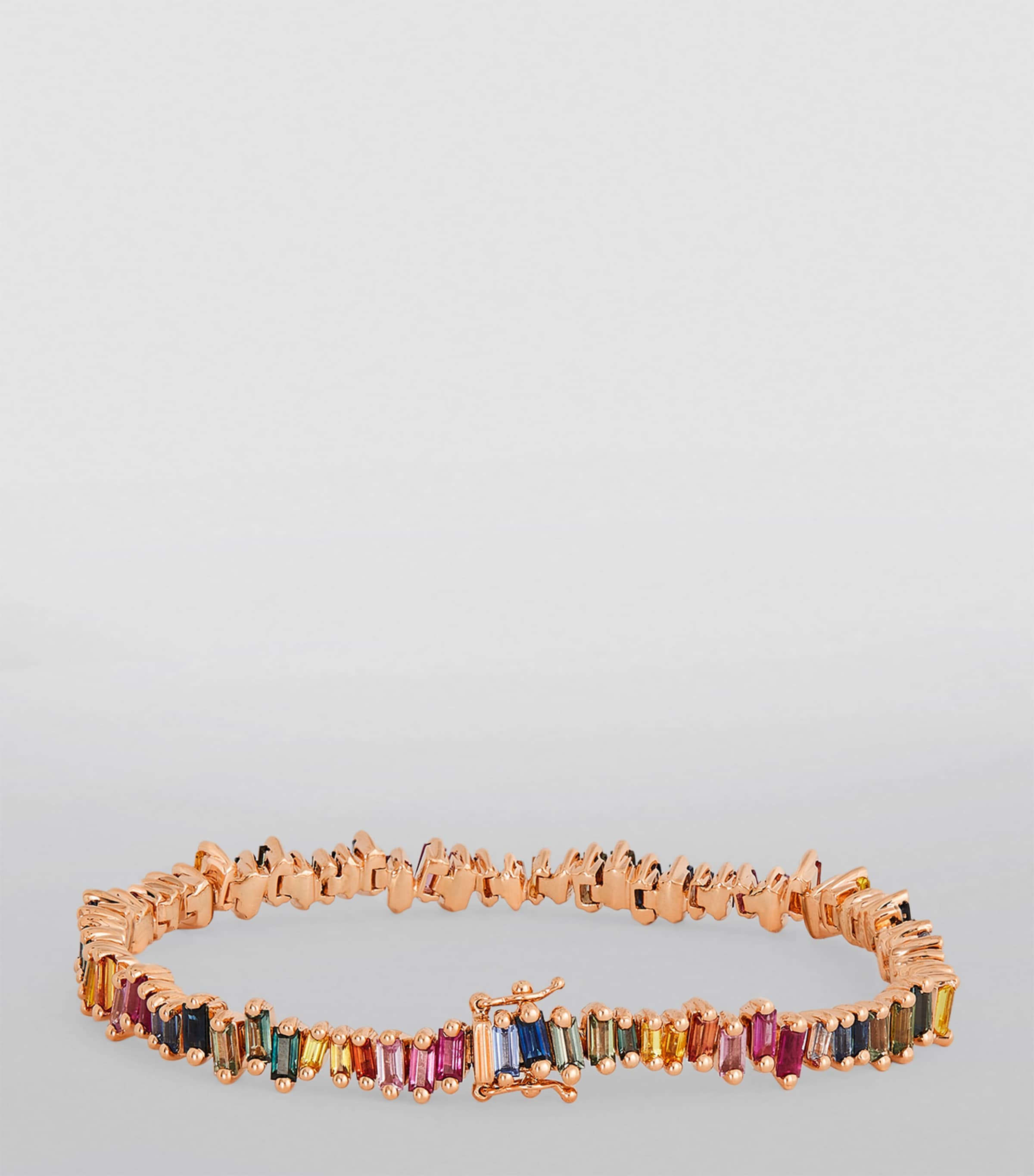 Rose Gold and Rainbow Sapphire Bold Tennis Bracelet 18K RG/RS Image 2