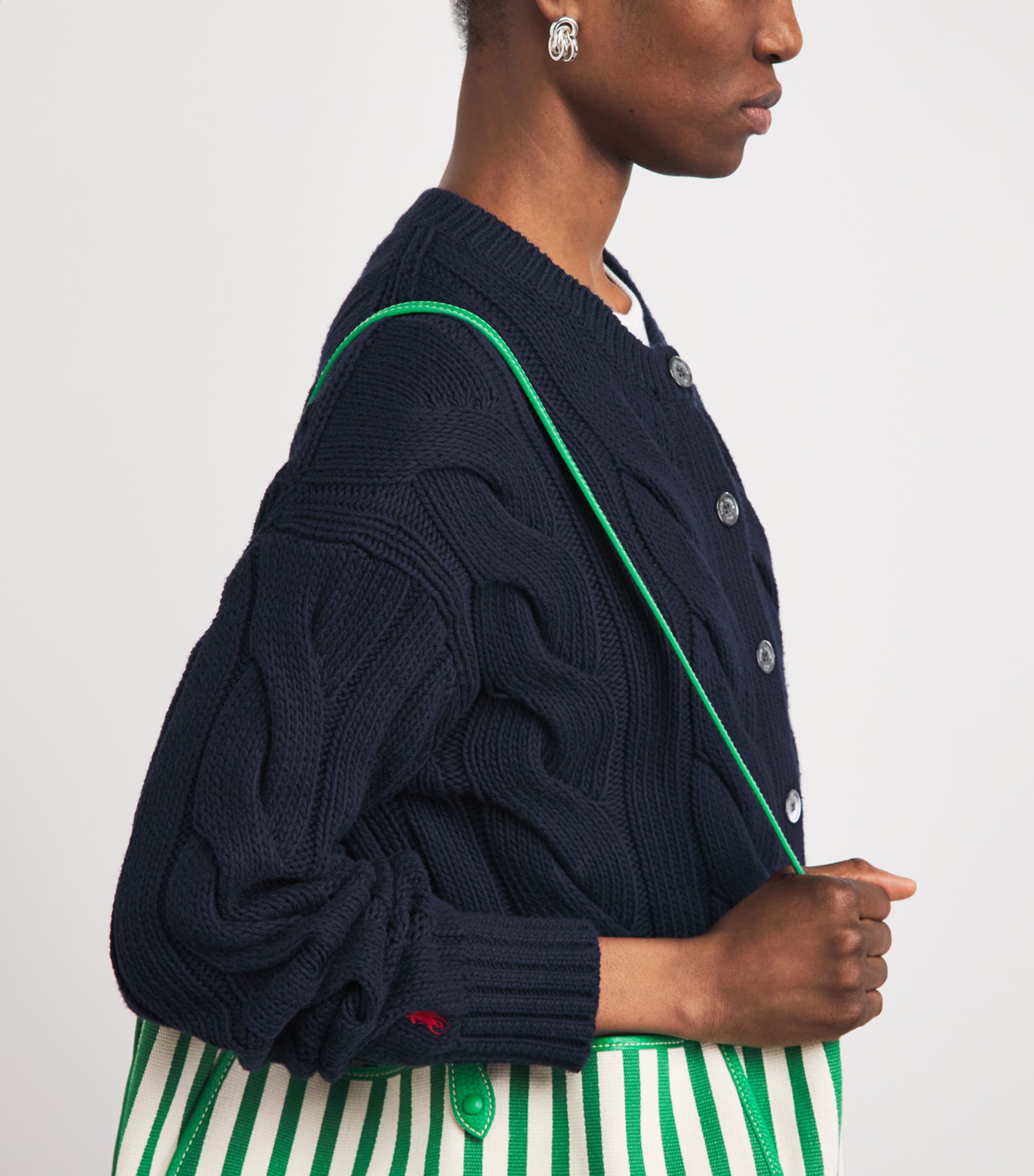Polo Ralph Lauren Womens Cotton Cable-Knit Cardigan Hunter Navy Image 3