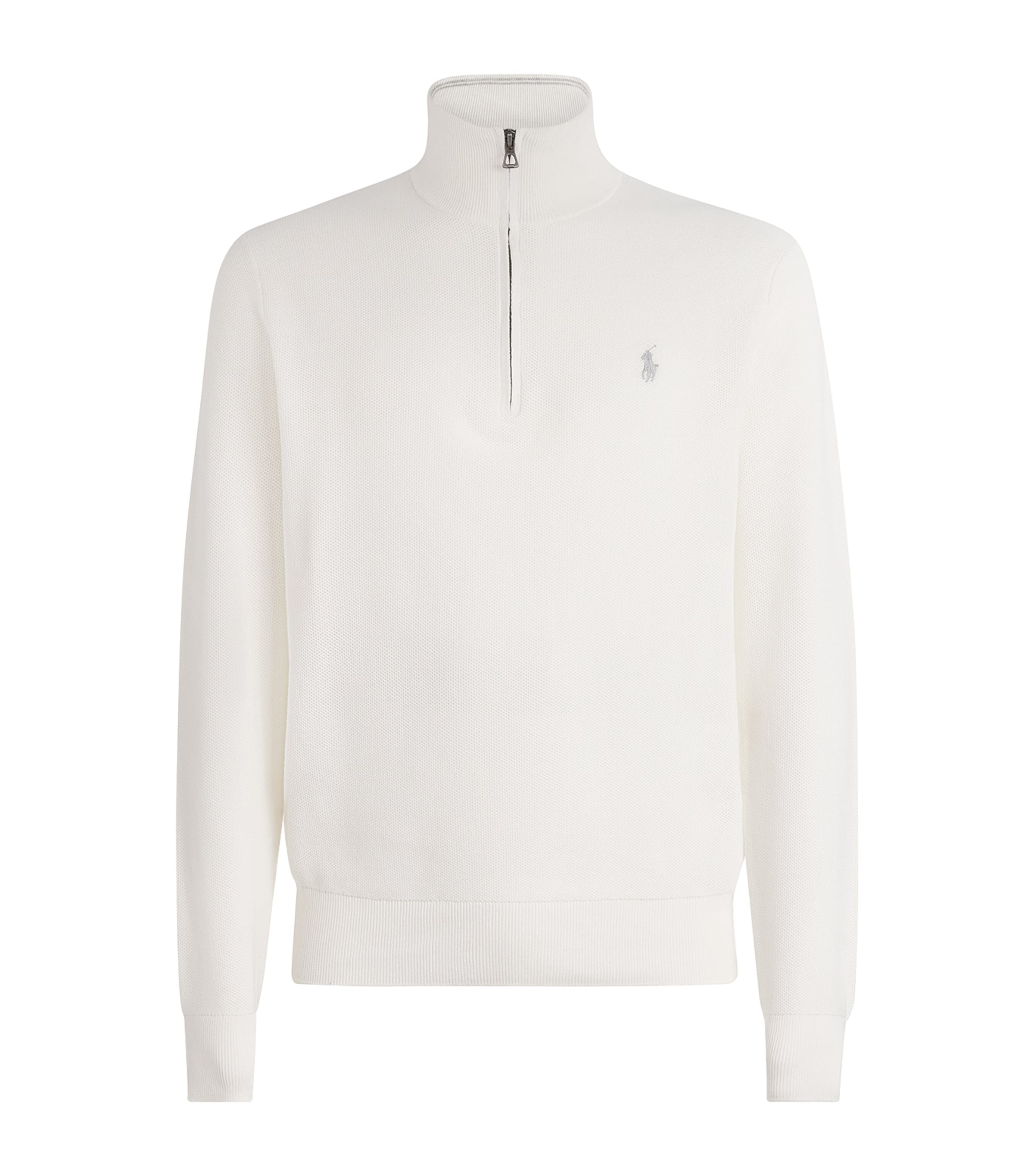 Polo Ralph Lauren Mesh Cotton Quarter-zip Sweater In White