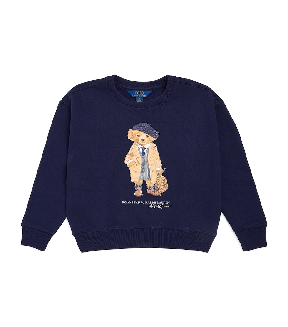 Cotton-Blend Polo Bear Sweatshirt (7-14 Years) NAVY Image 1
