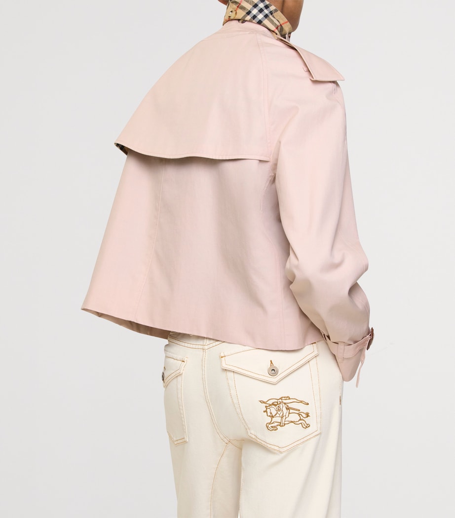 Burberry Womens Cotton Cropped Mayfair Trench Jacket Pale Sugar Pink Image 4