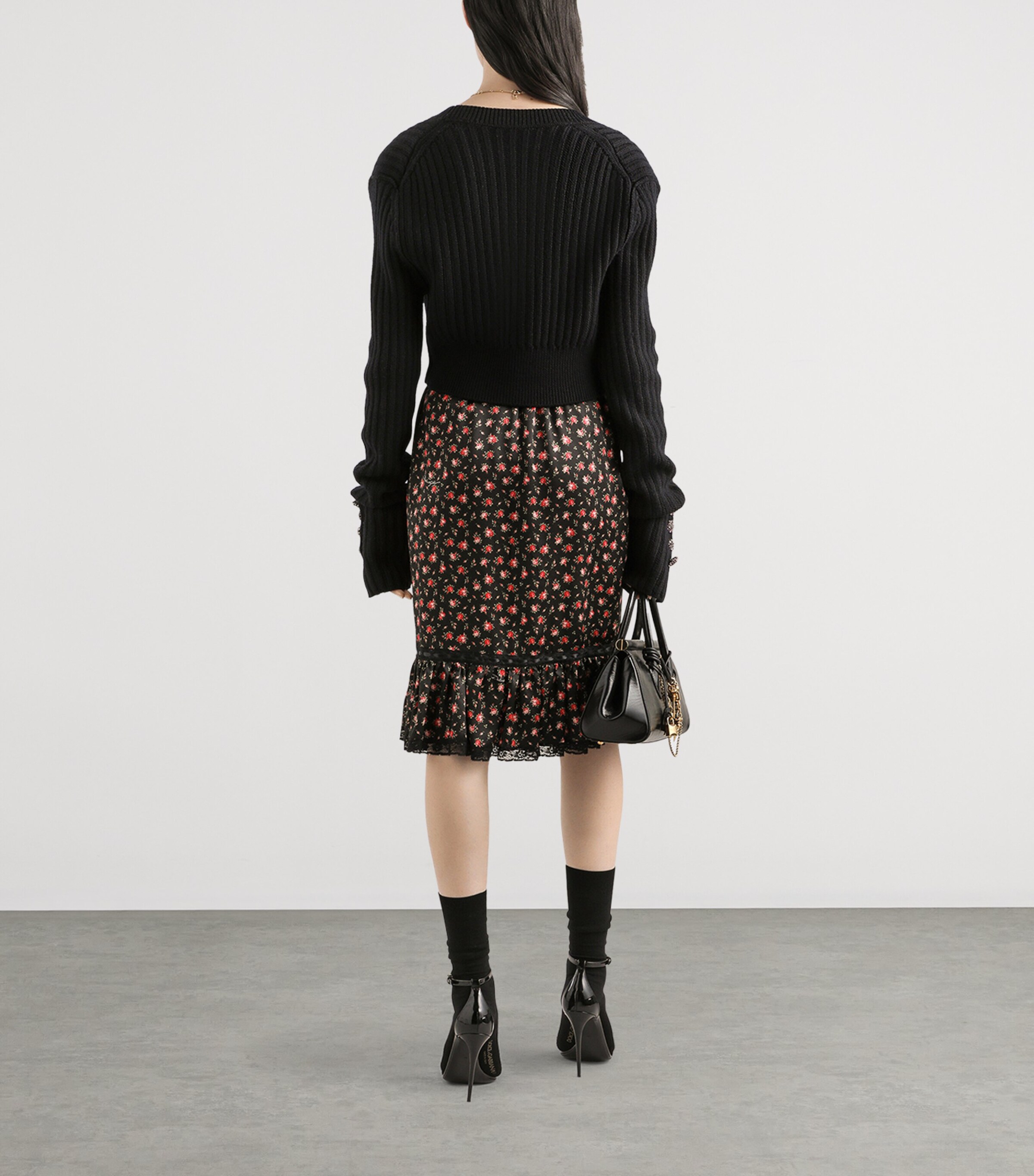 Silk-Cotton-Blend Floral Midi Skirt HN5XJ-ROSELLINE Image 3