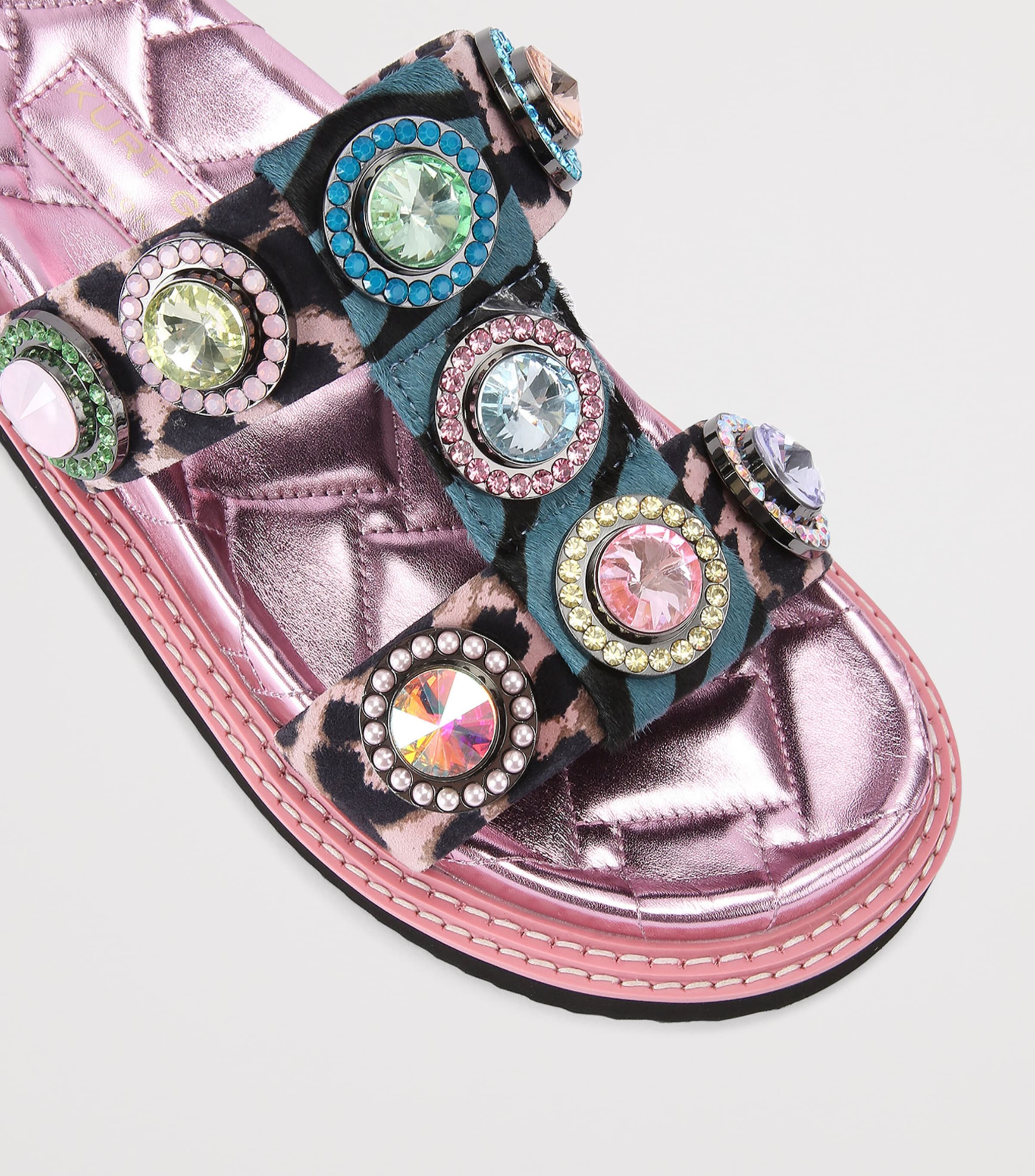 Leather Orson Crystal Sandals PINK COMB Image 3