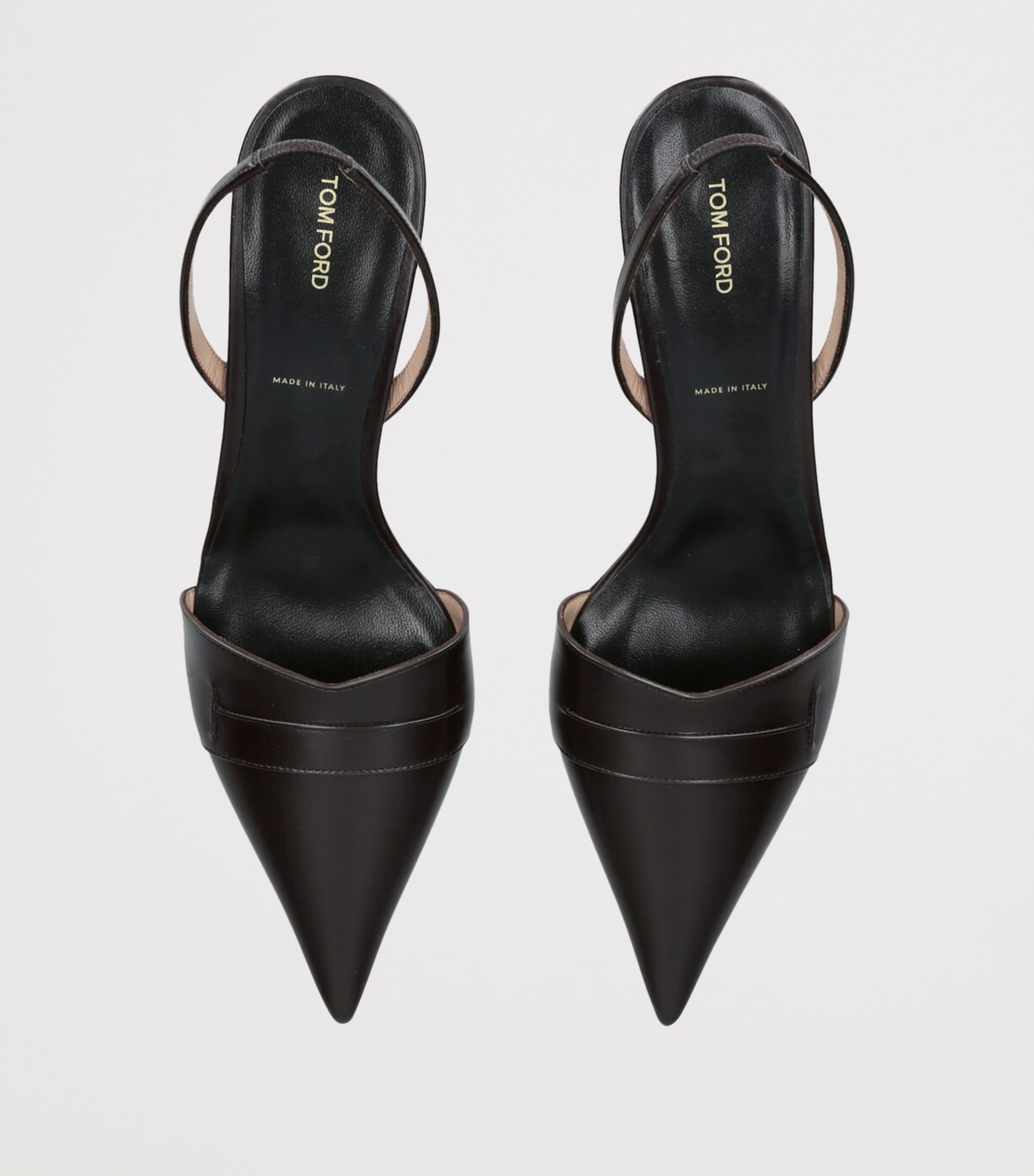 Leather Eva Slingback Pumps 55 DARK BROWN Image 4