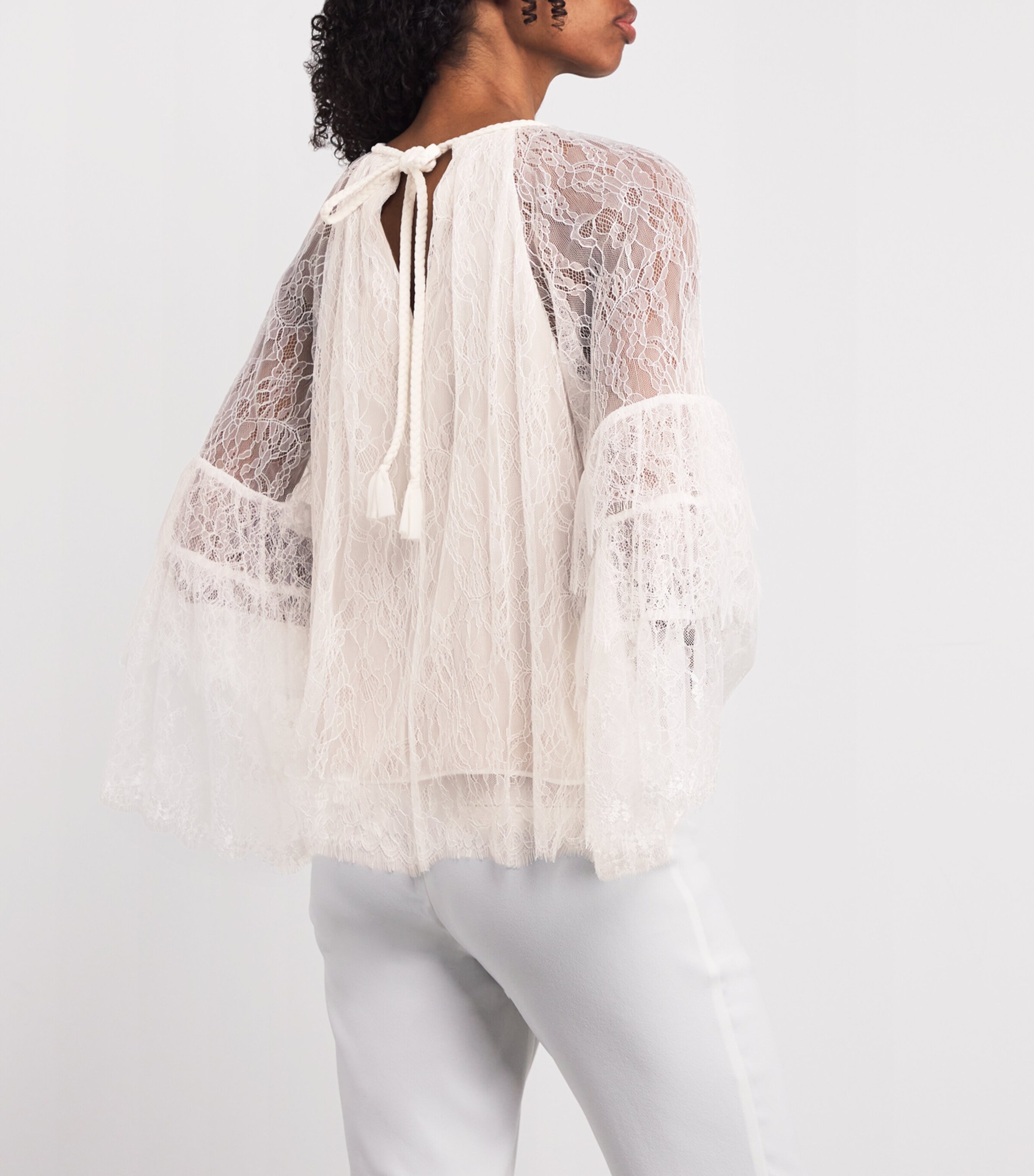 Alice+Olivia Womens Lace Delia Top Off White Image 4