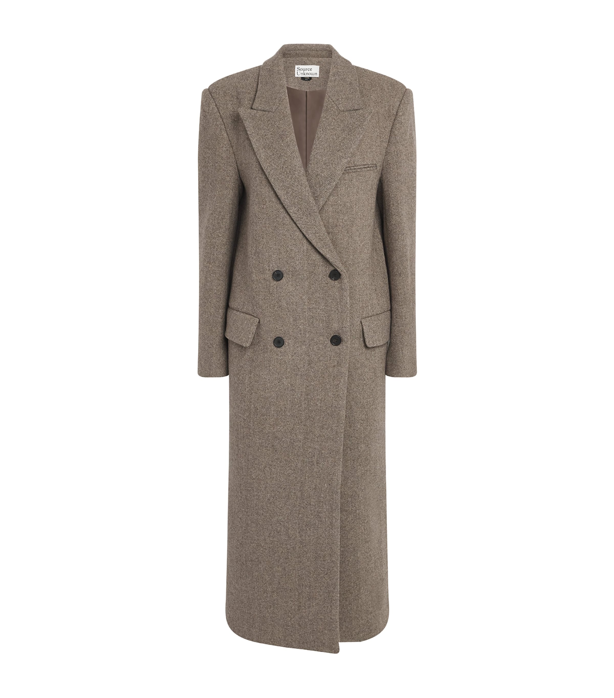 Source Unknown Wool Double-breasted Reyna Long Coat In Beige