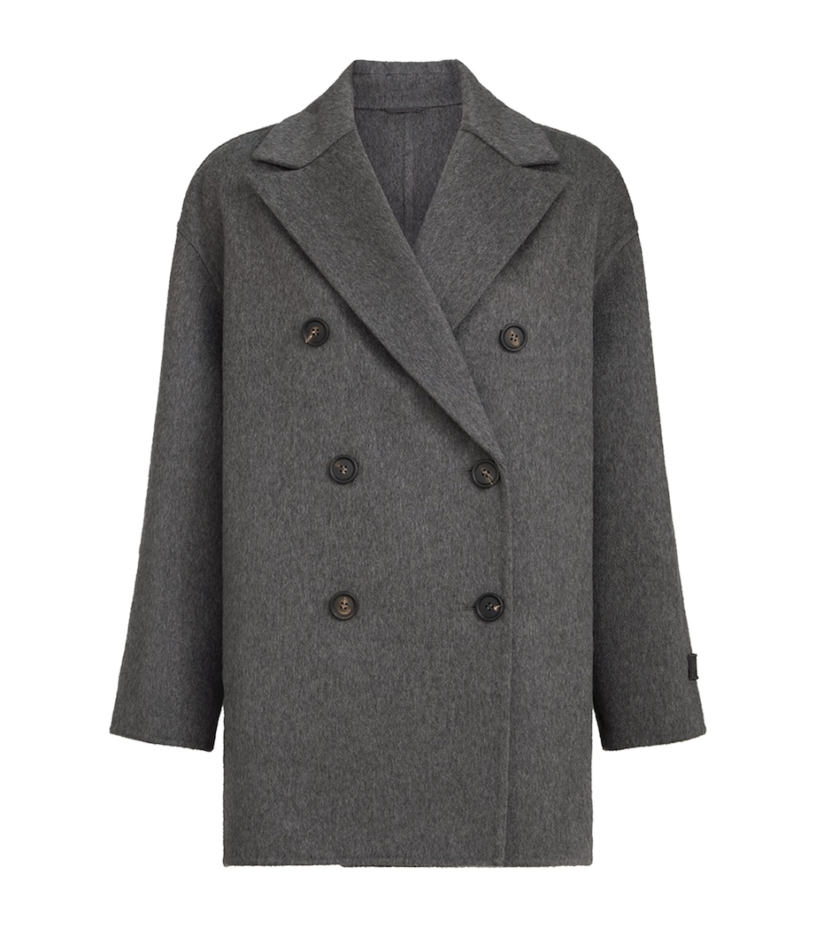 Brunello Cucinelli Womens Cashmere Beaver Pea Coat Image 1