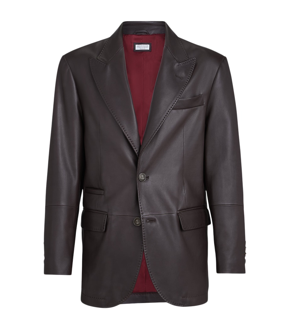 Leather Single-Breasted Blazer CQV27 Image 1