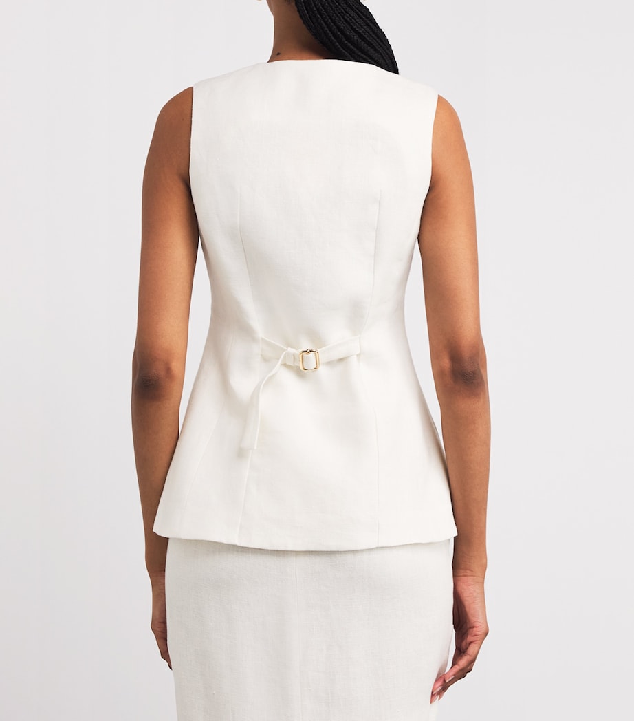 Linen Matilda Tailored Top CREAM Image 4