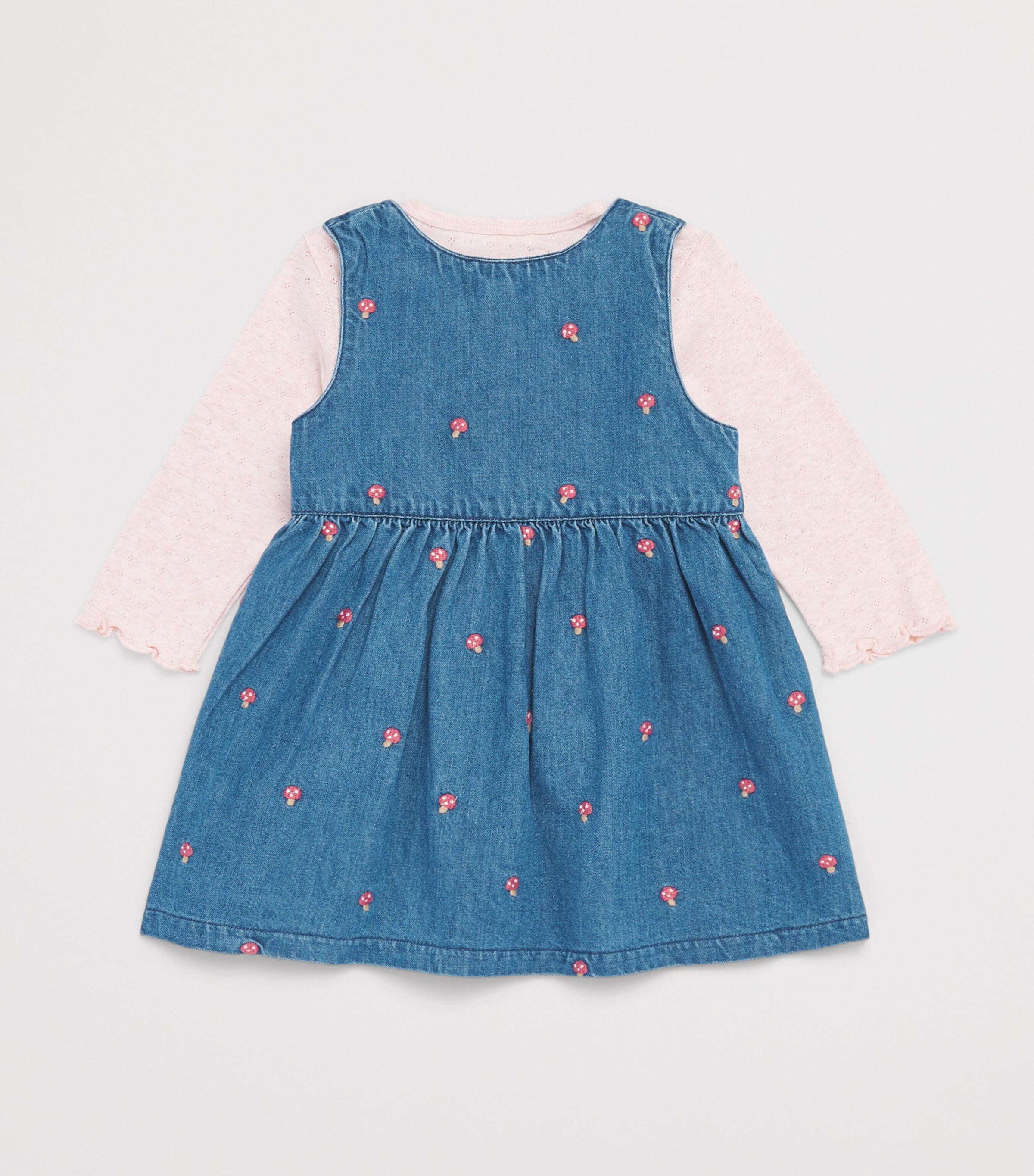 Purebaby Cotton T-Shirt and Dress Set (0-24 Months) Tdsbr Toadstl Brdrie Image 2