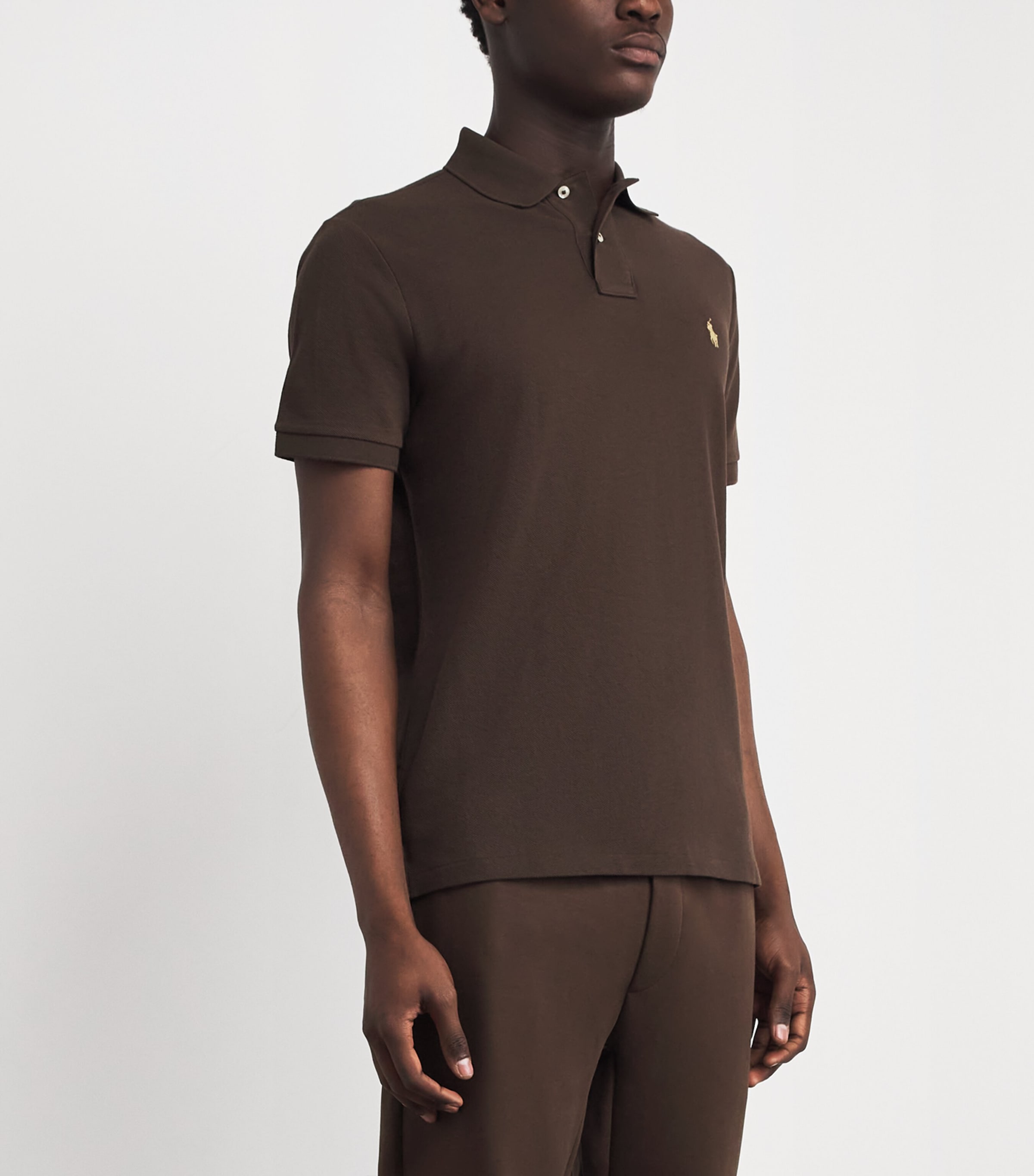 Polo Ralph Lauren Mens Cotton Mesh Custom-Fit Polo Shirt Nutmeg Image 4
