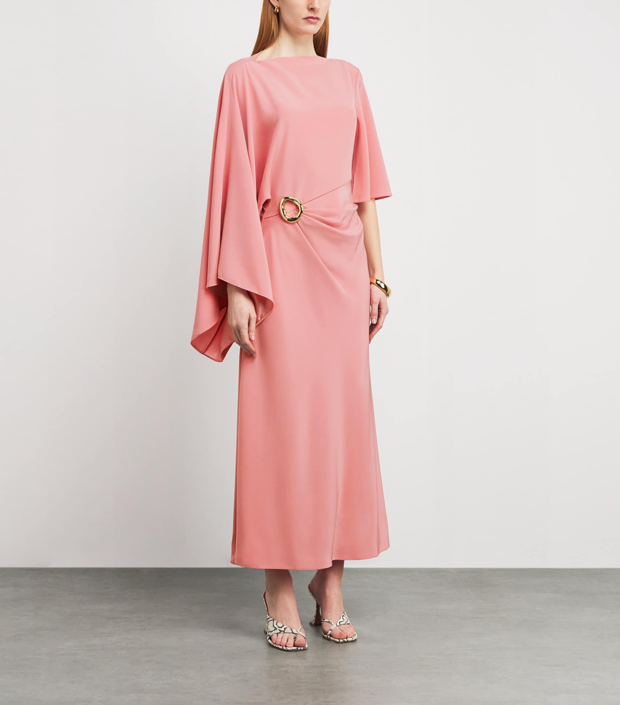 Joseph Womens Satin Gathered Joya Maxi Dress Blush Image 2