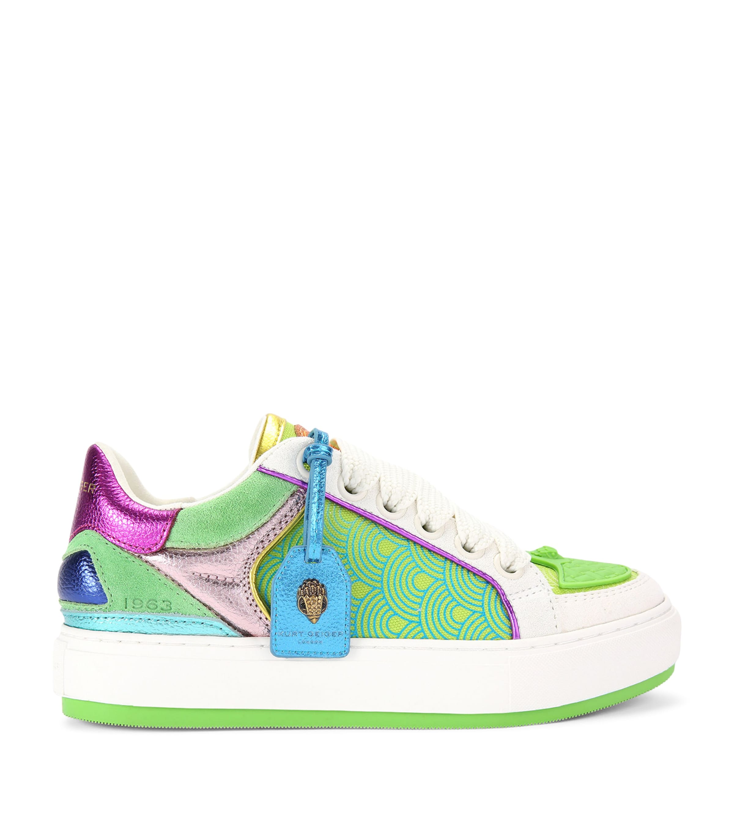 Shop Kurt Geiger Leather Southbank Tag Sneakers In Green