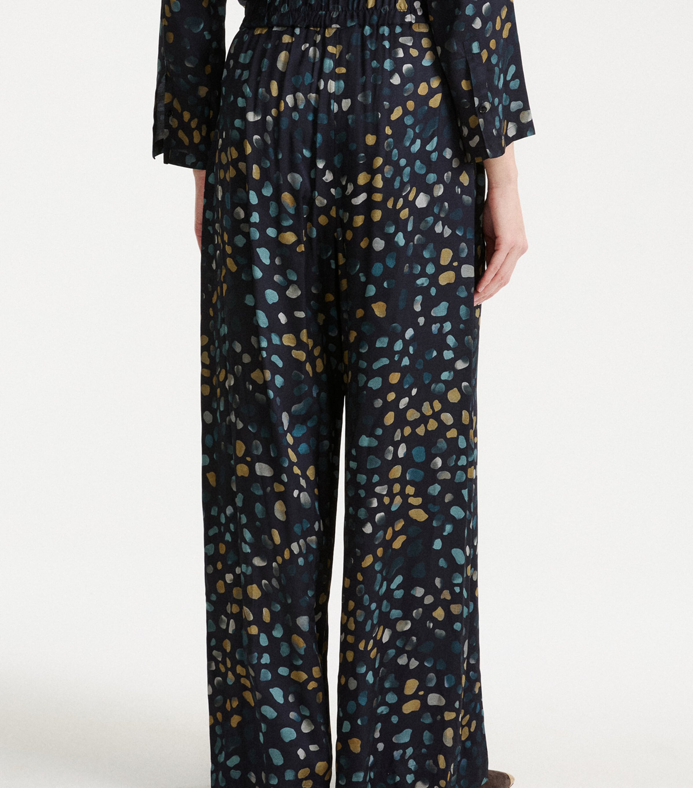 Marella Womens Twill Printed Trousers Navy Image 3