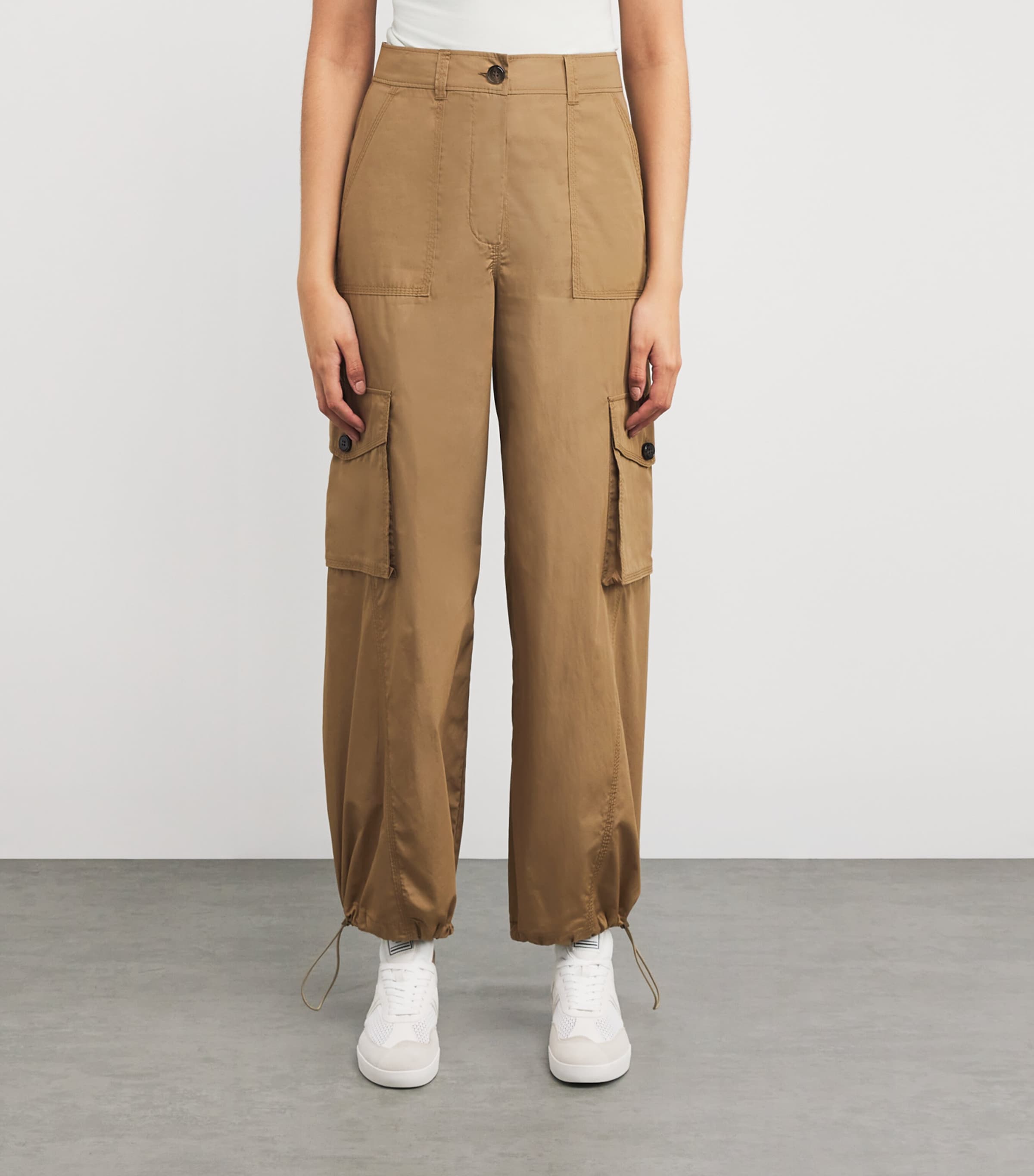 MAX&Co. Womens Cotton Poplin Cargo Trousers Sand Image 3